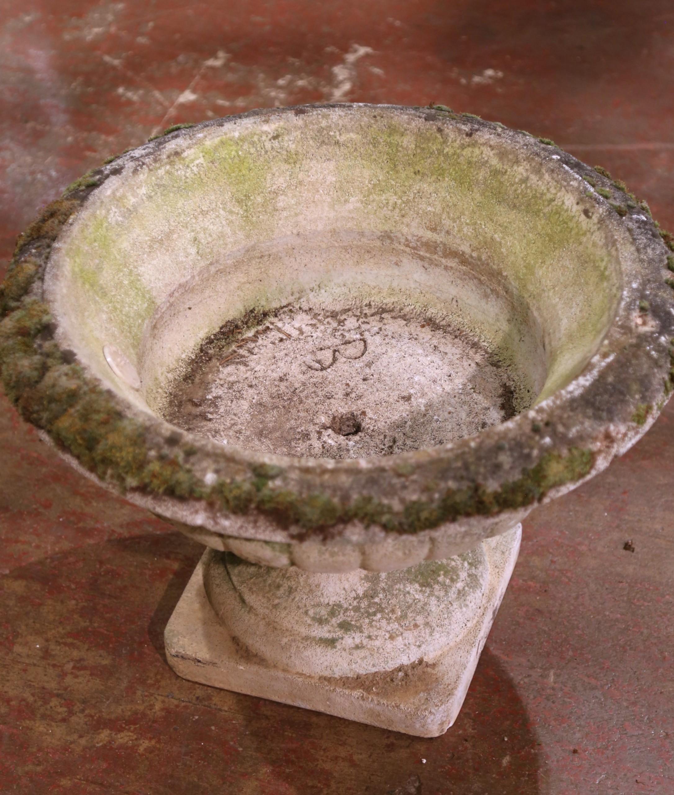 Neoclassical Pair of Early 20th Century French Stone Garden Urns Planters by Grandon Freres For Sale