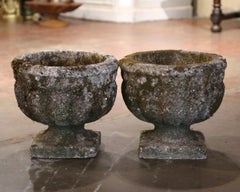 Pair of Early 20th Century French Stone Garden Urns Planters