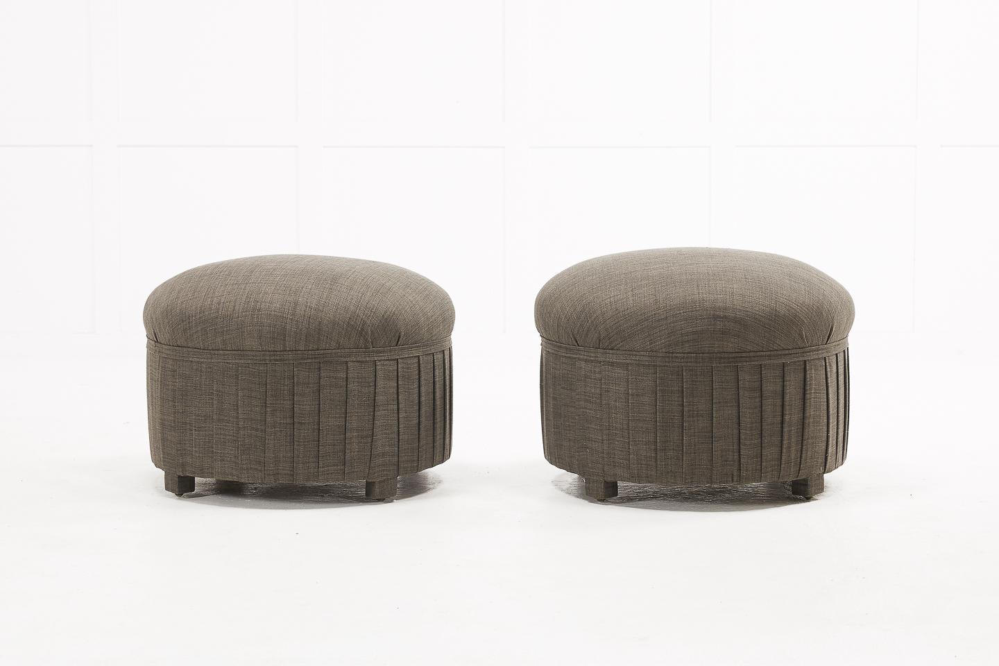 Fabric Pair of Early 20th Century French Stools