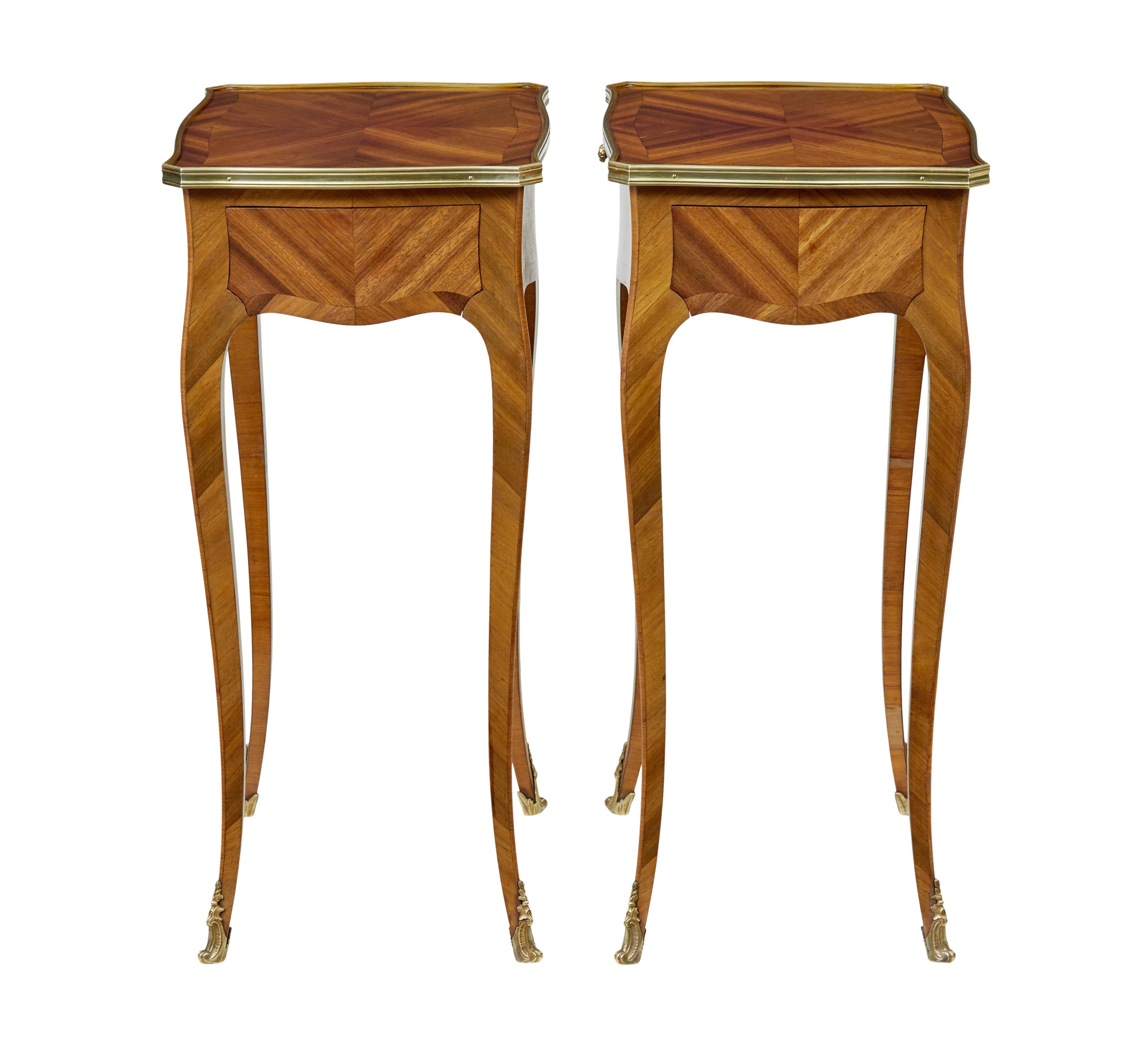 Hand-Carved Pair of early 20th century French walnut side tables For Sale