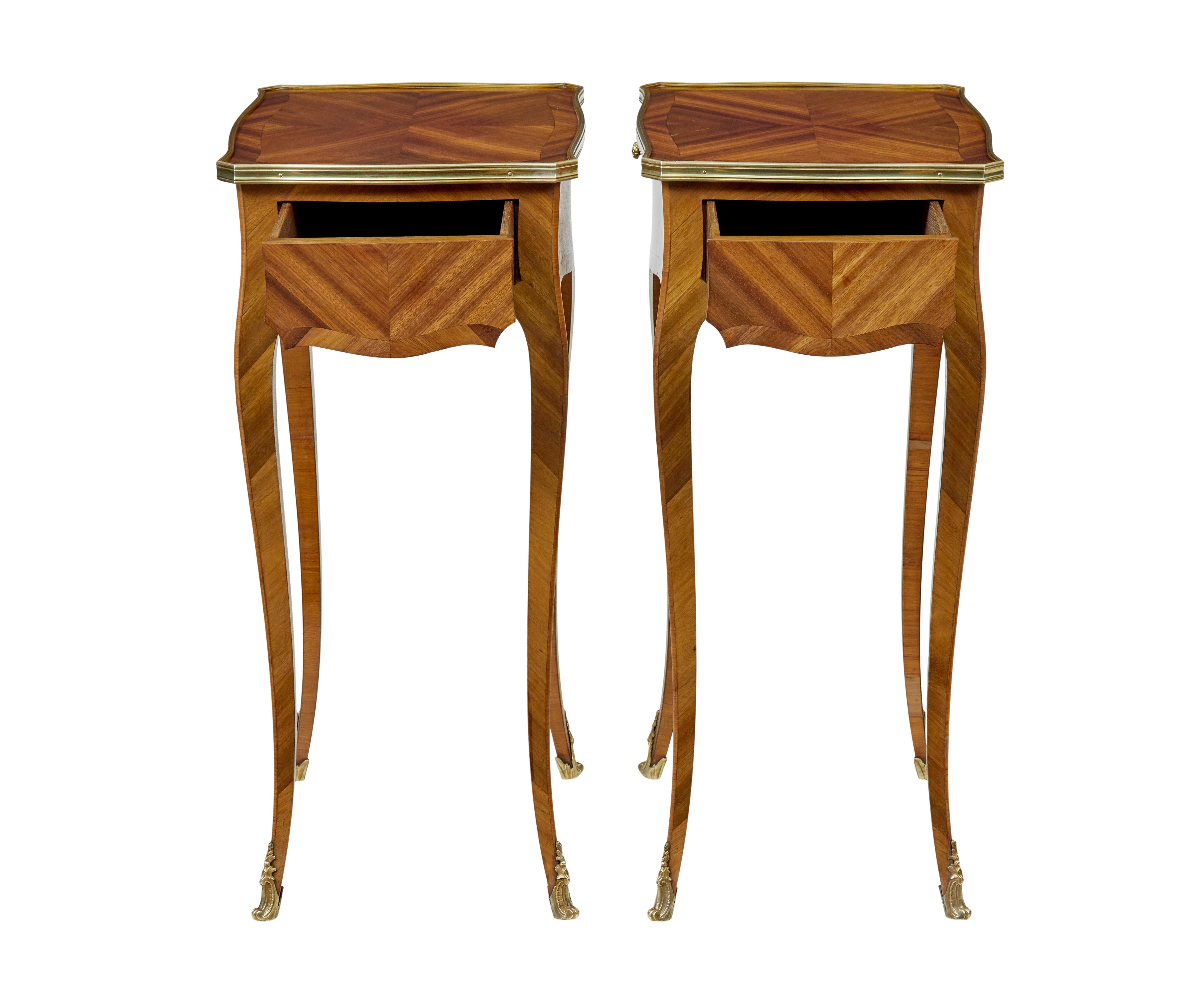 Pair of early 20th century French walnut side tables In Good Condition For Sale In Debenham, Suffolk