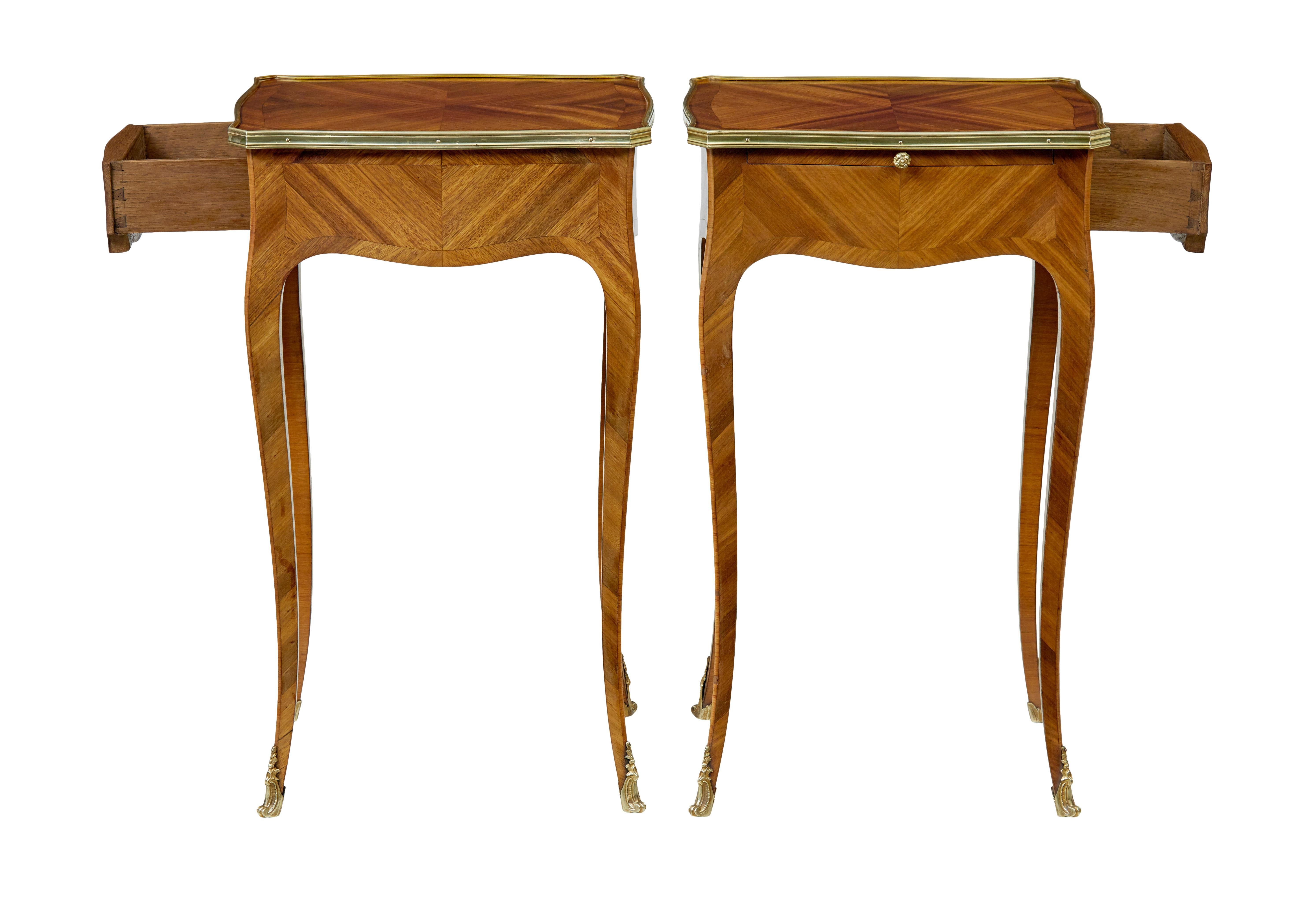 20th Century Pair of early 20th century French walnut side tables For Sale
