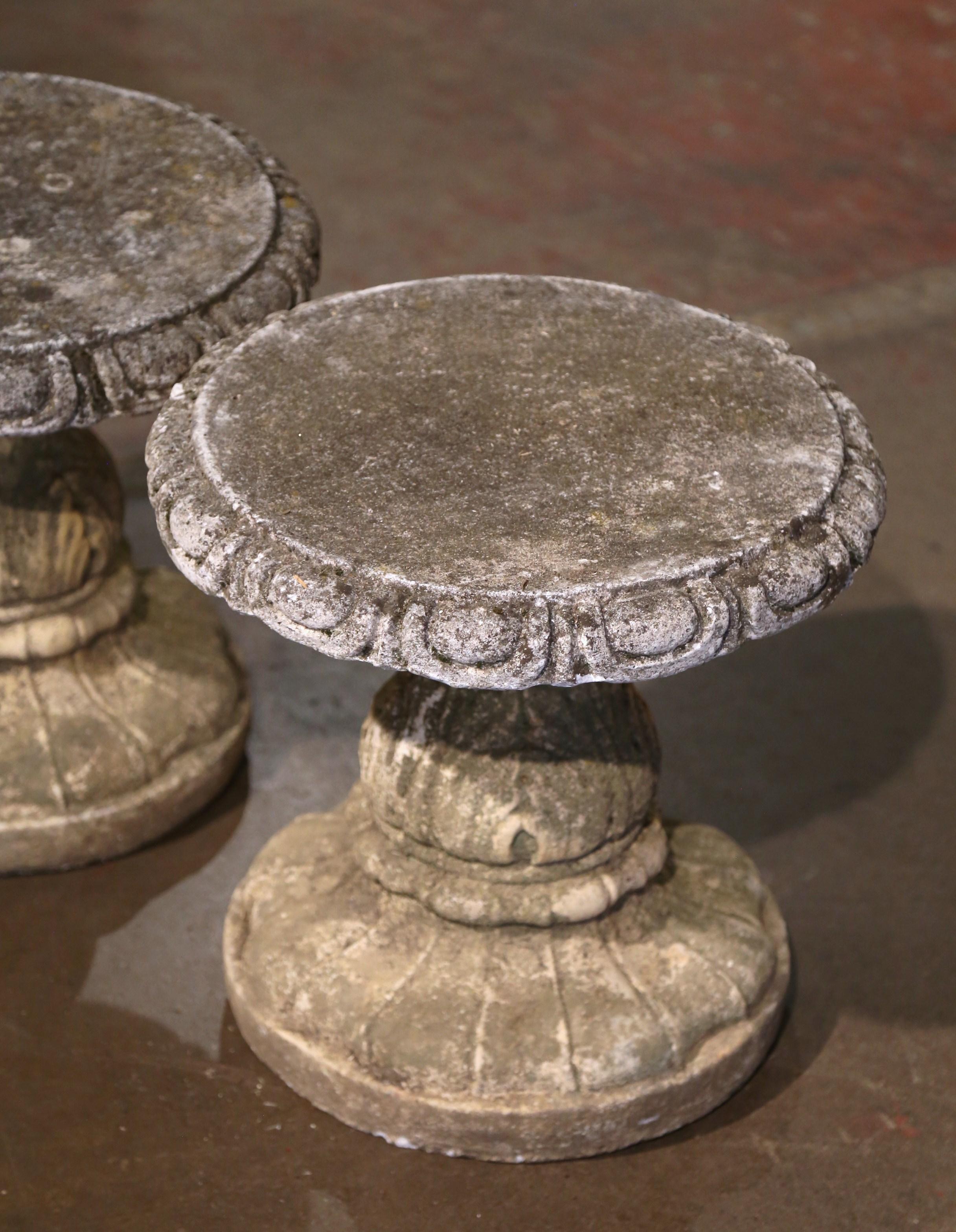 Pair of Early 20th Century French Weathered Concrete Stools from Normandy For Sale 1