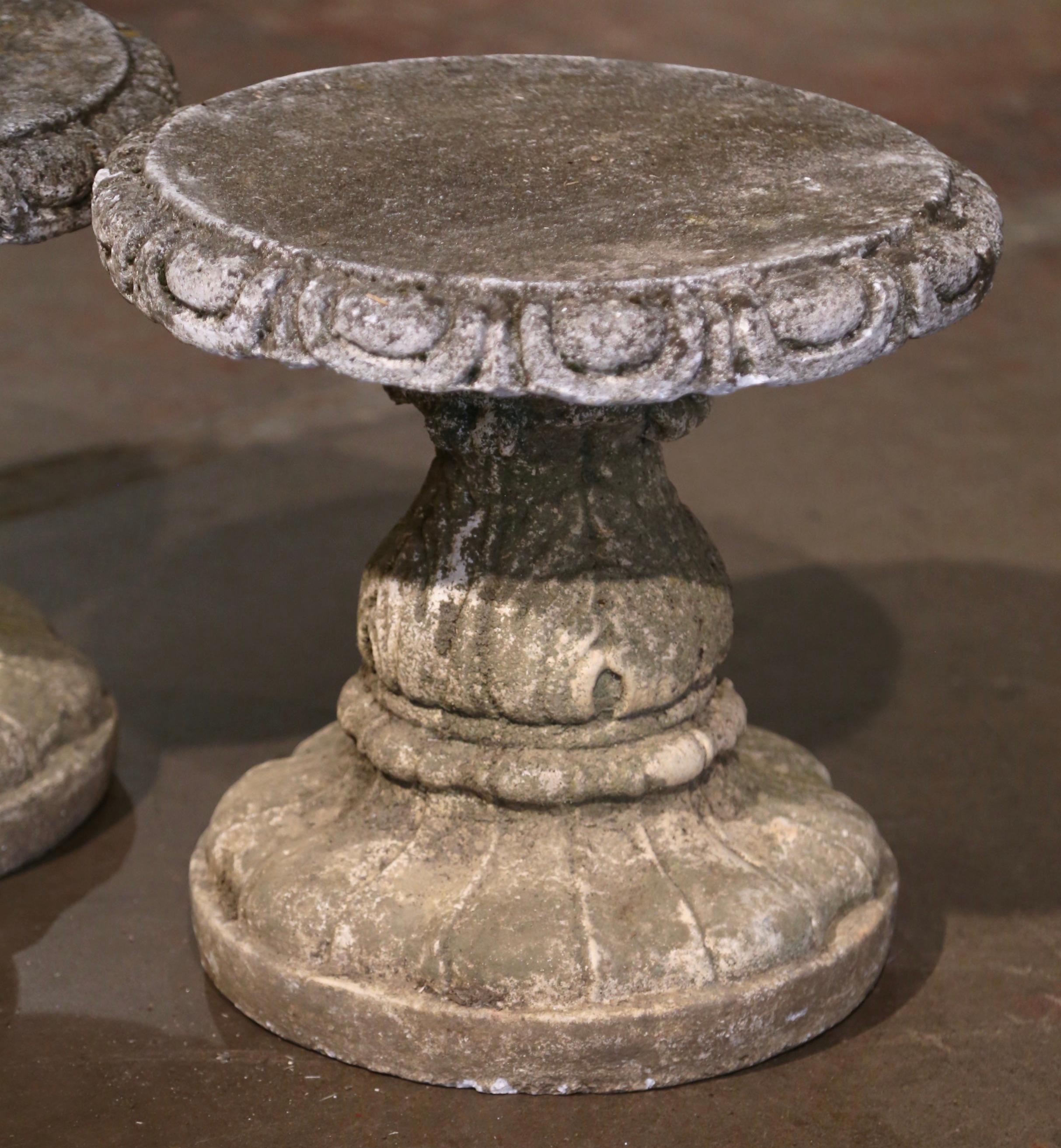 Pair of Early 20th Century French Weathered Concrete Stools from Normandy For Sale 5