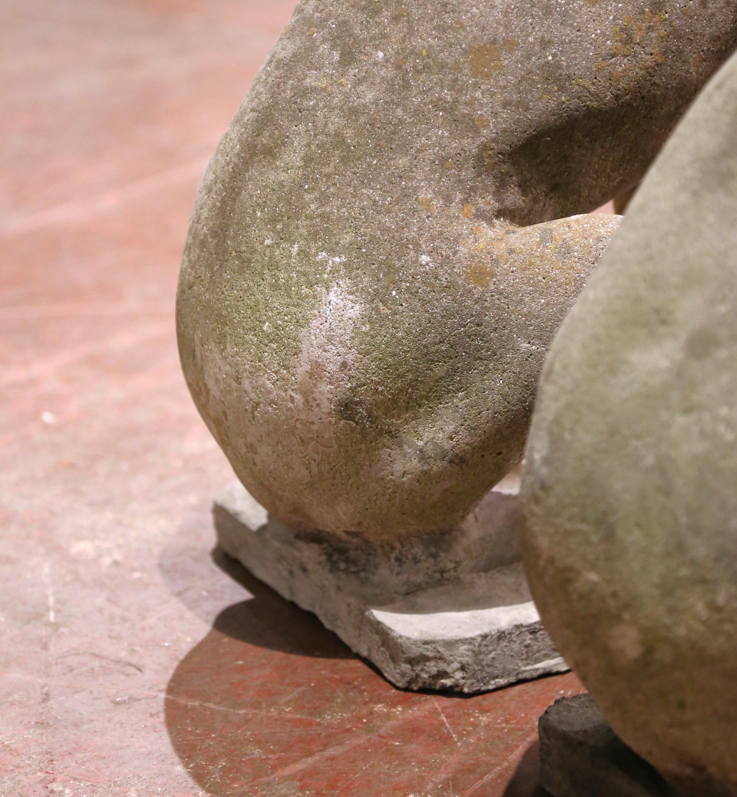 Coppia di sculture di cani in pietra fusa patinata dagli agenti atmosferici francesi dell'inizio del XX secolo in vendita 4