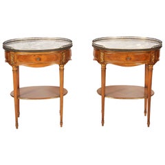 Antique Pair of Early 20th Century Fruitwood Bedside Tables