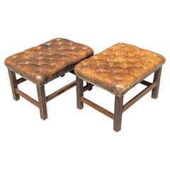 Pair of Early 20th Century Georgian Leather Foot Stools