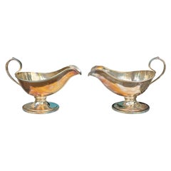 Pair of Early 20th Century German Wurtemberg Silvered Gravy Boats, Signed