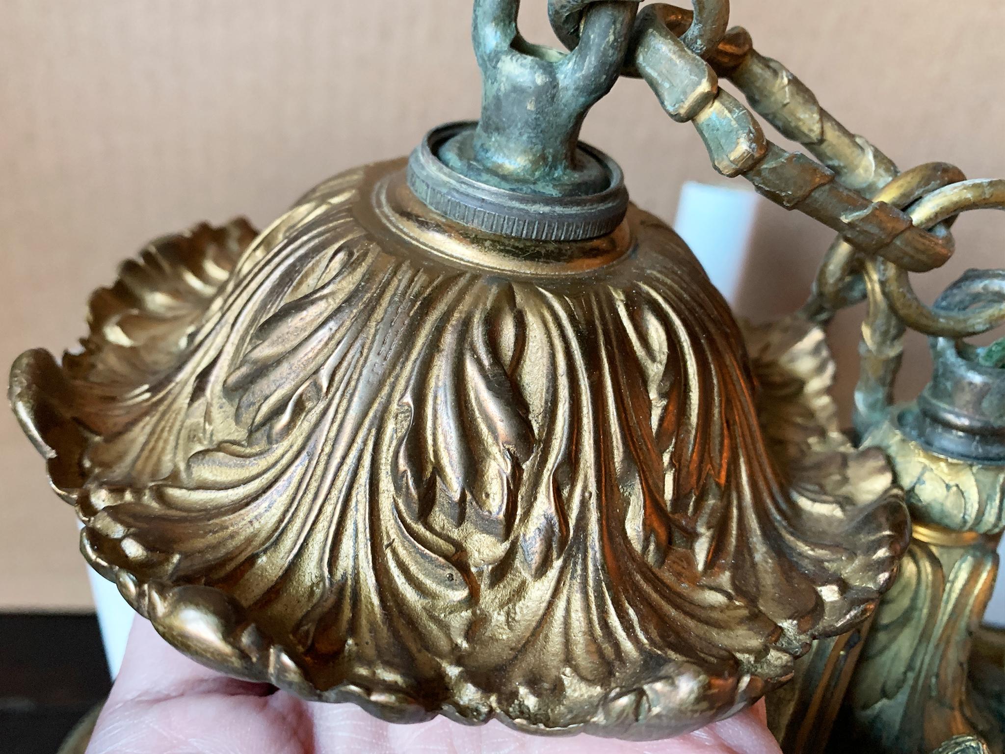 20ième siècle Paire de lustres en bronze doré du début du XXe siècle en vente
