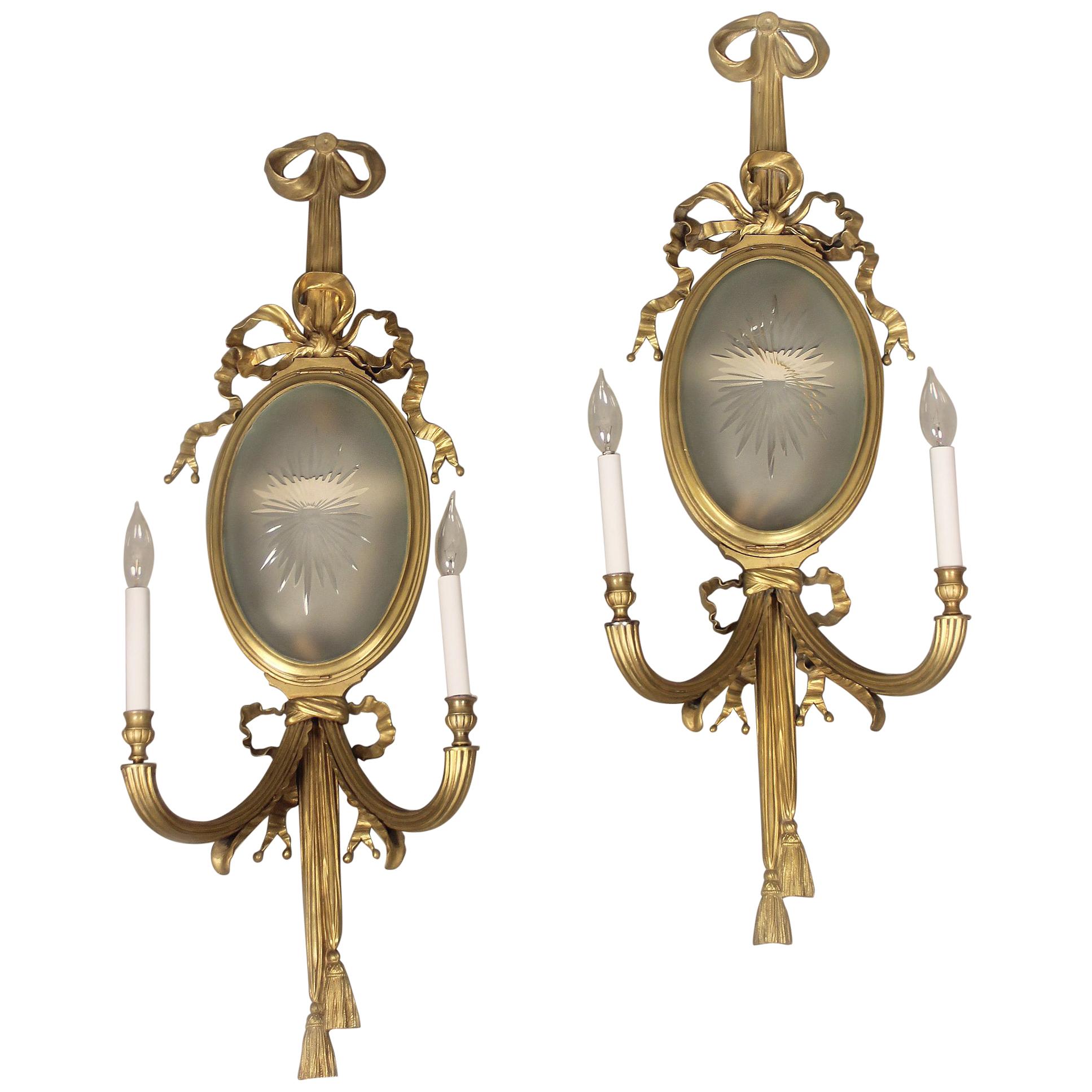 Pair of Early 20th Century Gilt Bronze Four Light Sconces