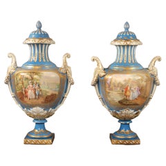 Pair of Early 20th Century Gilt Bronze Mounted Sèvres Style Porcelain Vases