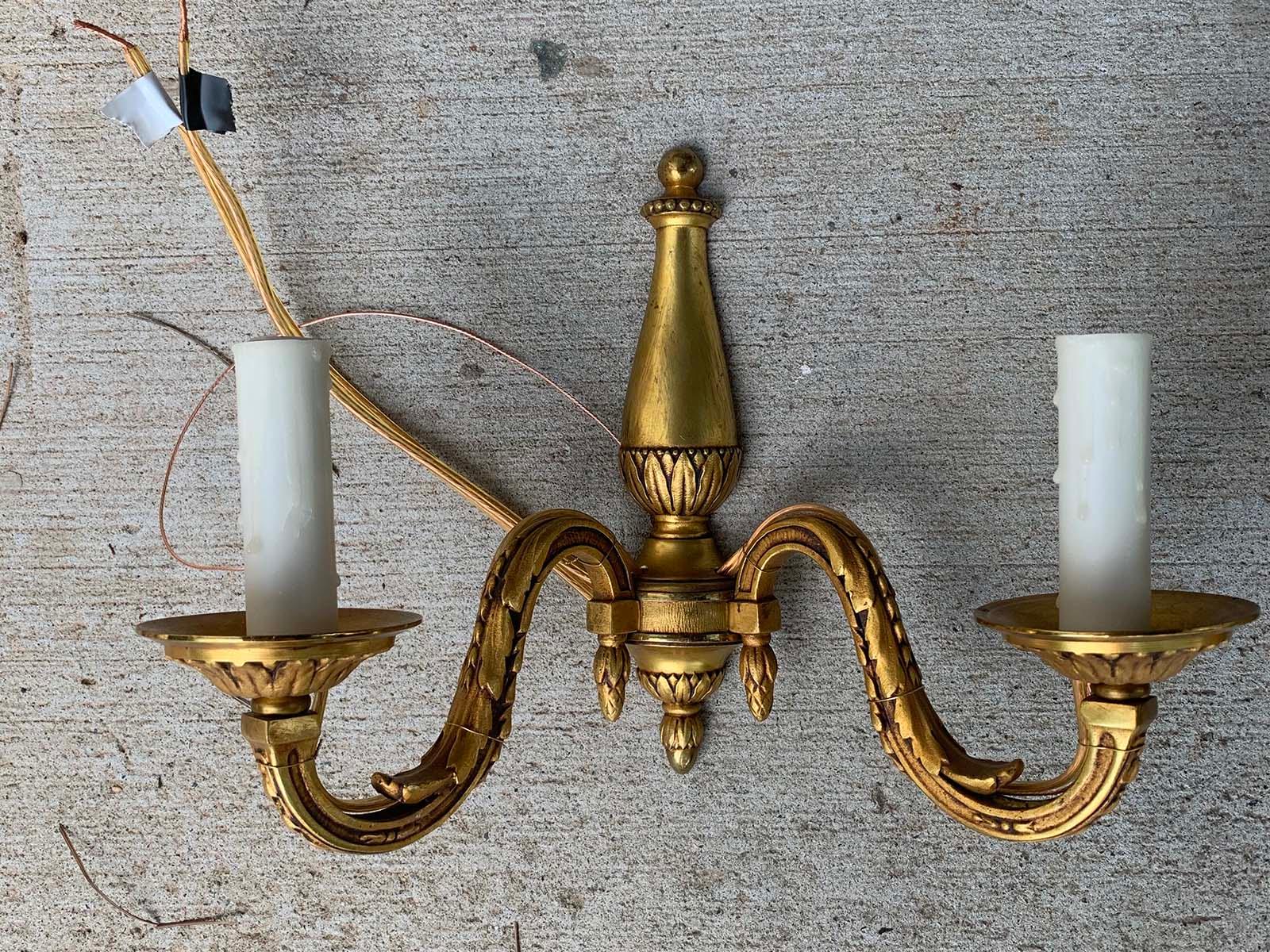 Pair of Early 20th Century Gilt Bronze Two-Arm Sconces For Sale 11