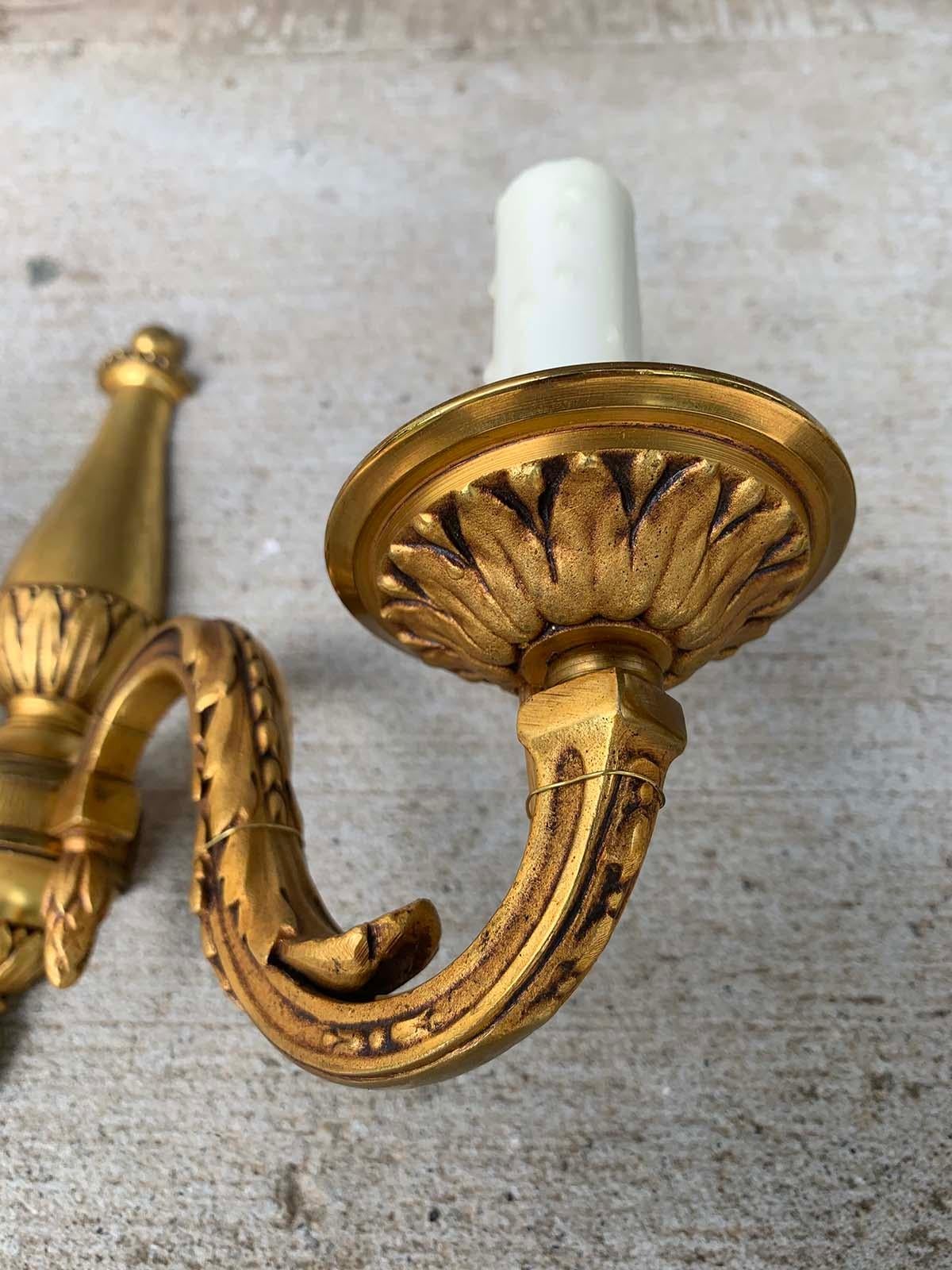 Pair of Early 20th Century Gilt Bronze Two-Arm Sconces For Sale 12