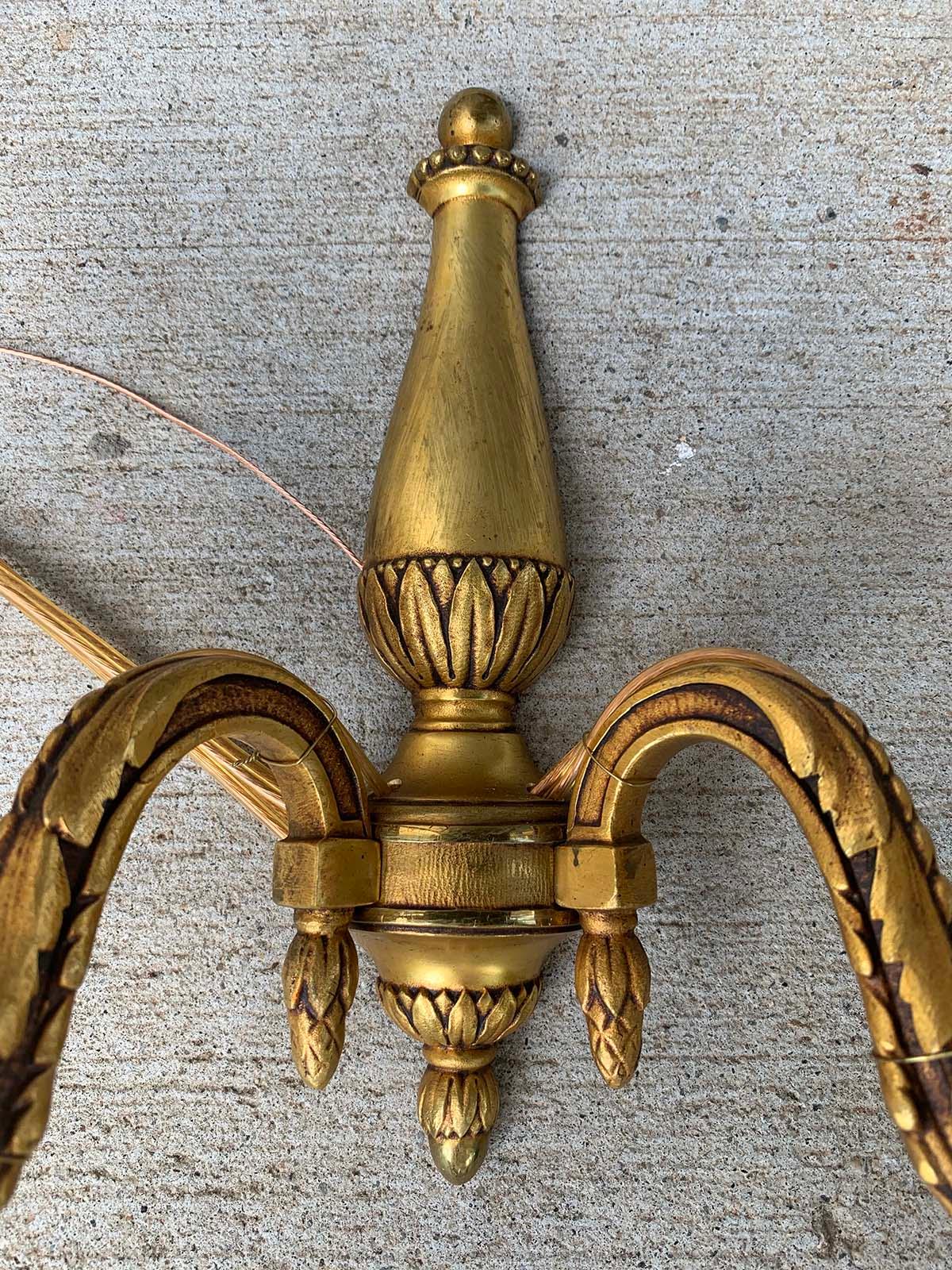 Pair of Early 20th Century Gilt Bronze Two-Arm Sconces For Sale 13