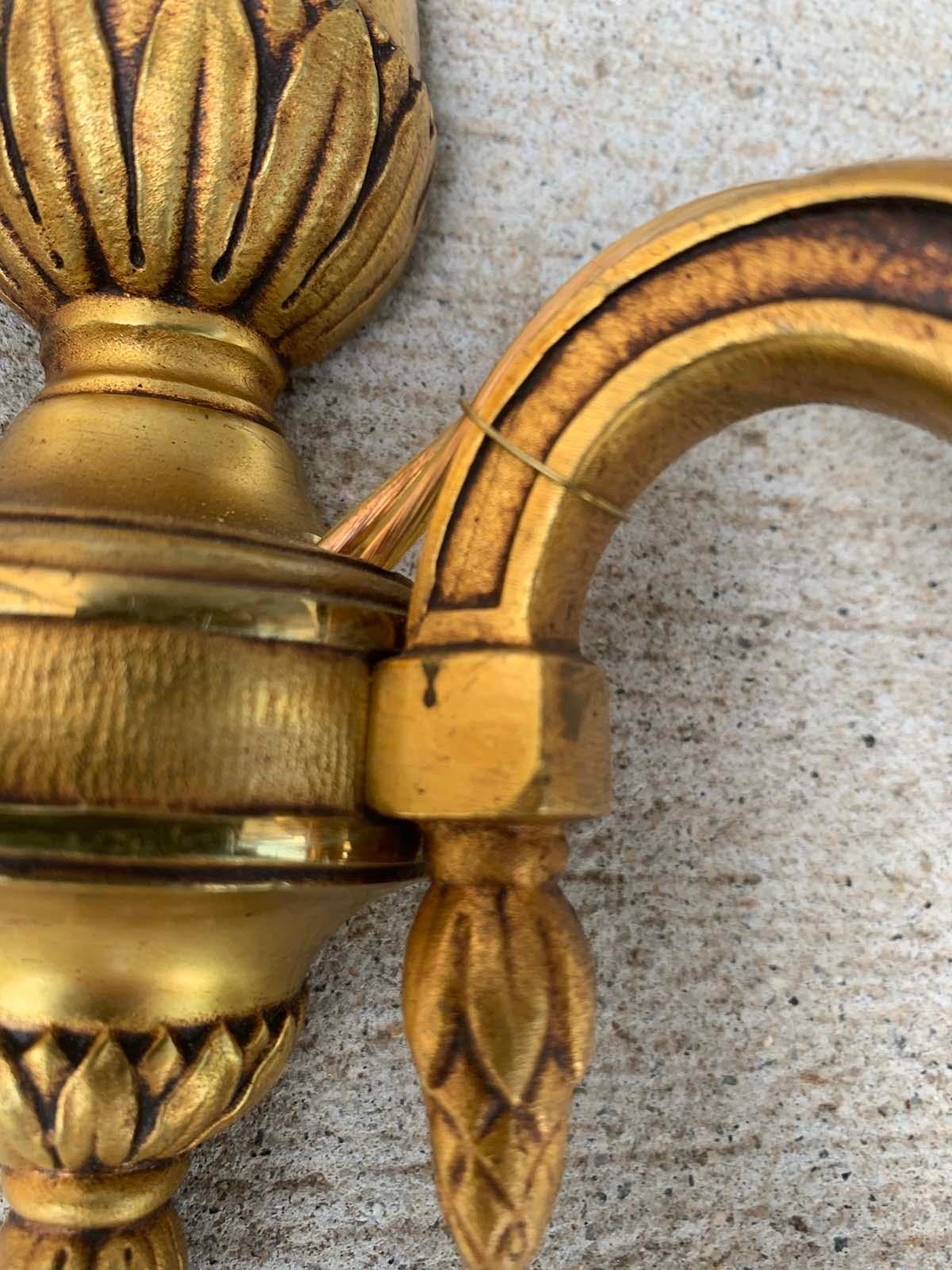 Pair of Early 20th Century Gilt Bronze Two-Arm Sconces For Sale 4