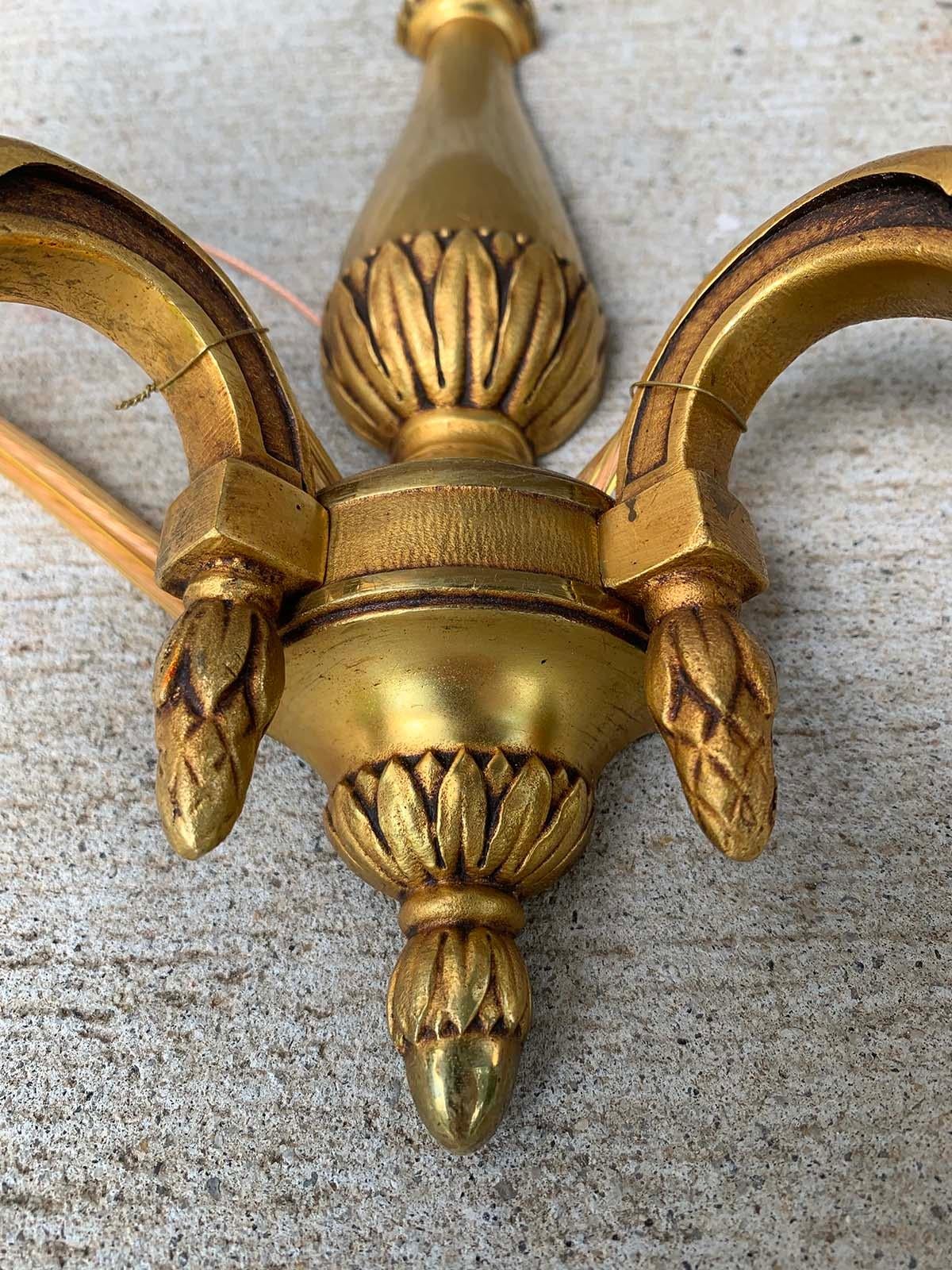 Pair of Early 20th Century Gilt Bronze Two-Arm Sconces For Sale 5