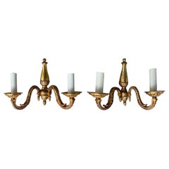 Pair of Early 20th Century Gilt Bronze Two-Arm Sconces