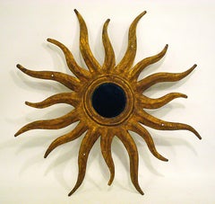 Pair of Early 20th Century Giltmetal Sunburst Mirrors. France
