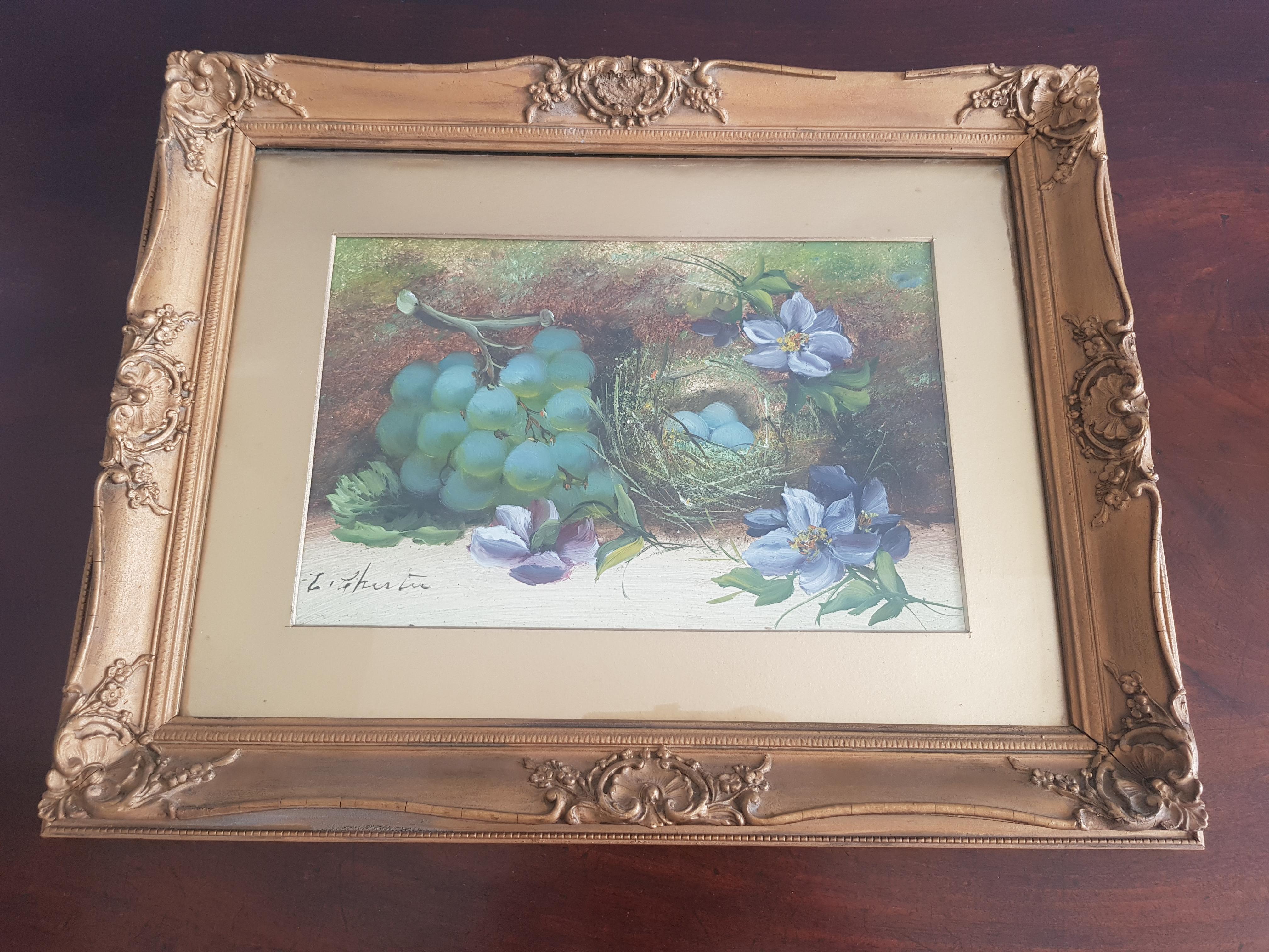 Gold Leaf Pair of Early 20th Century Gold Gilt Framed Paintings by E. Chester For Sale