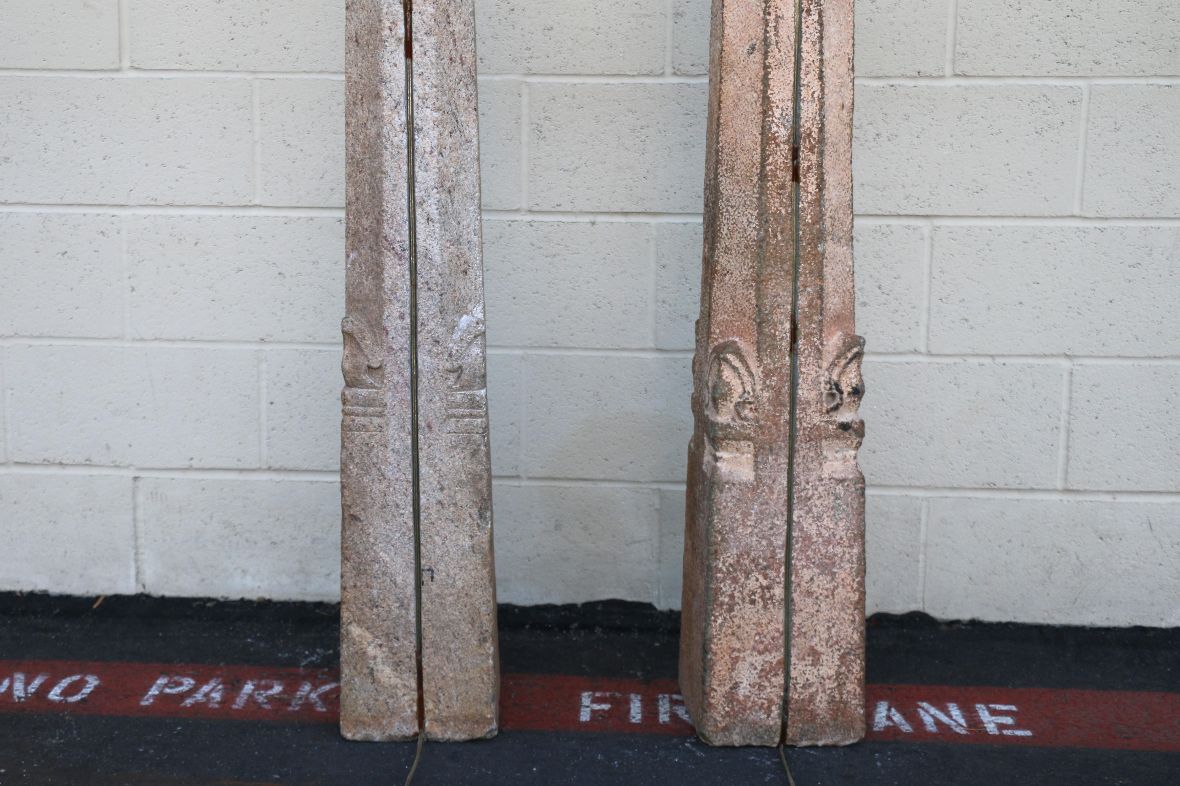 Pair of Early 20th-Century Granite Monumental Floor Lamp For Sale 10
