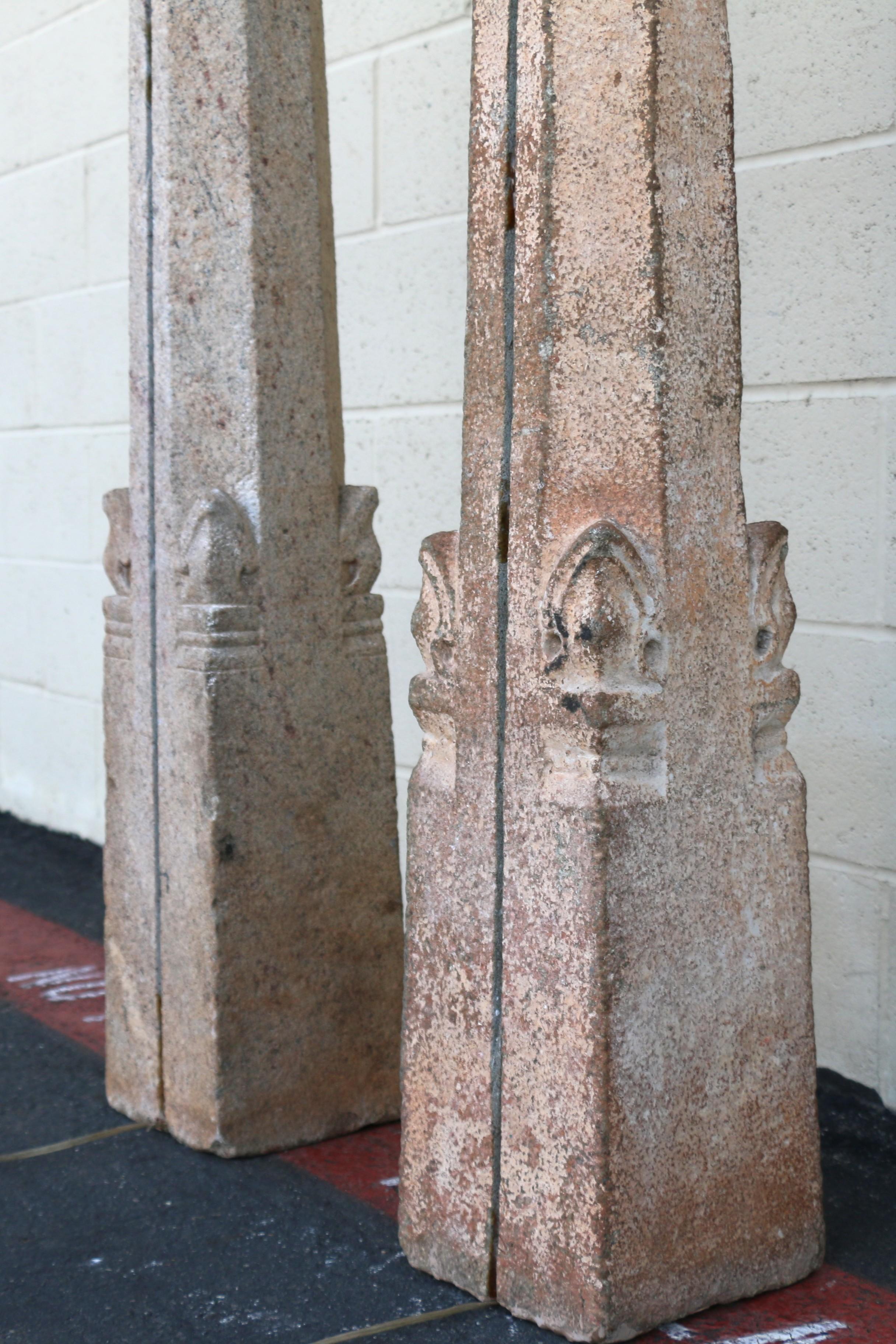 Pair of Early 20th-Century Granite Monumental Floor Lamp For Sale 11