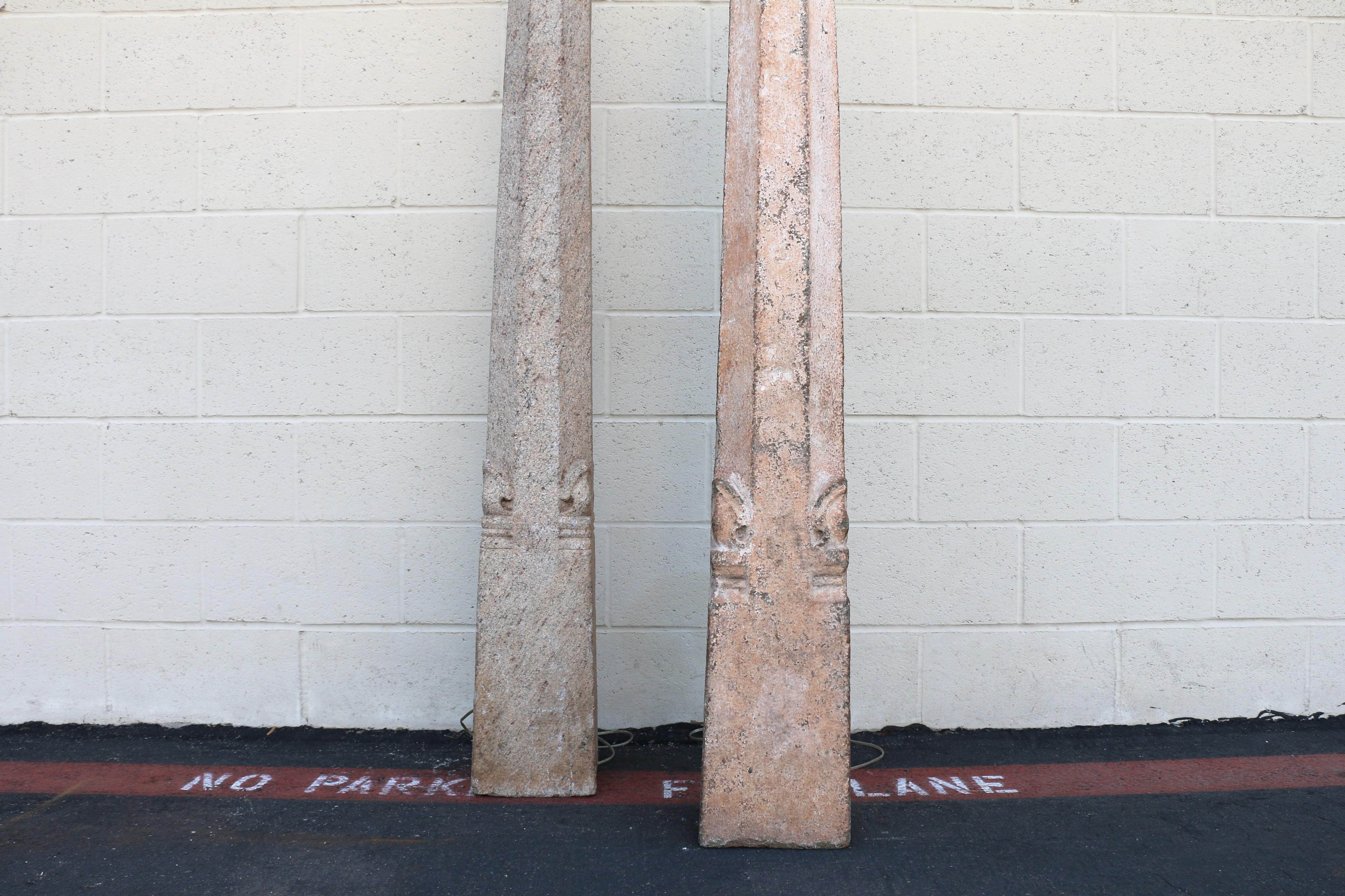 Pair of Early 20th-Century Granite Monumental Floor Lamp In Good Condition For Sale In North Hollywood, CA