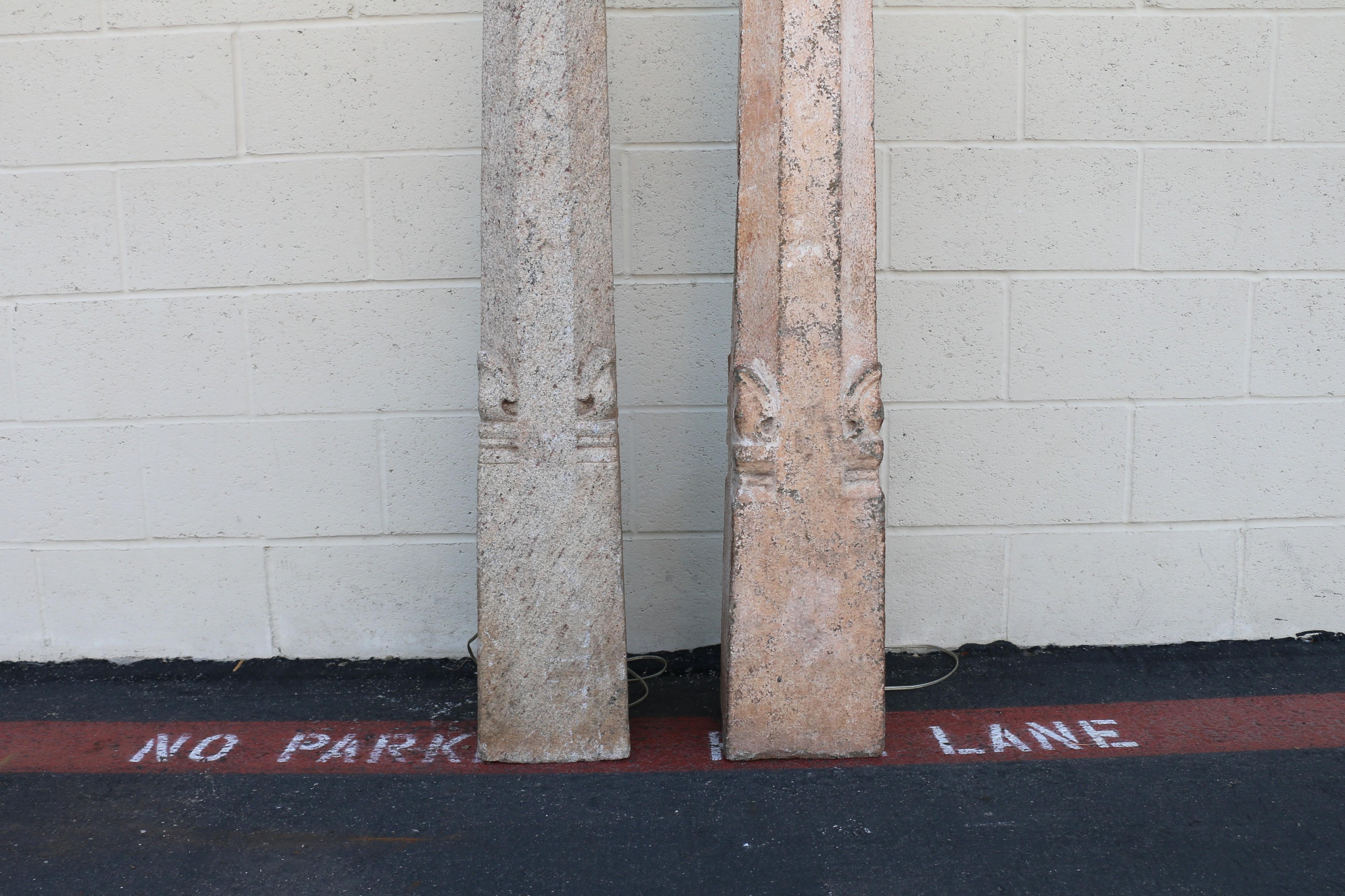 20th Century Pair of Early 20th-Century Granite Monumental Floor Lamp For Sale
