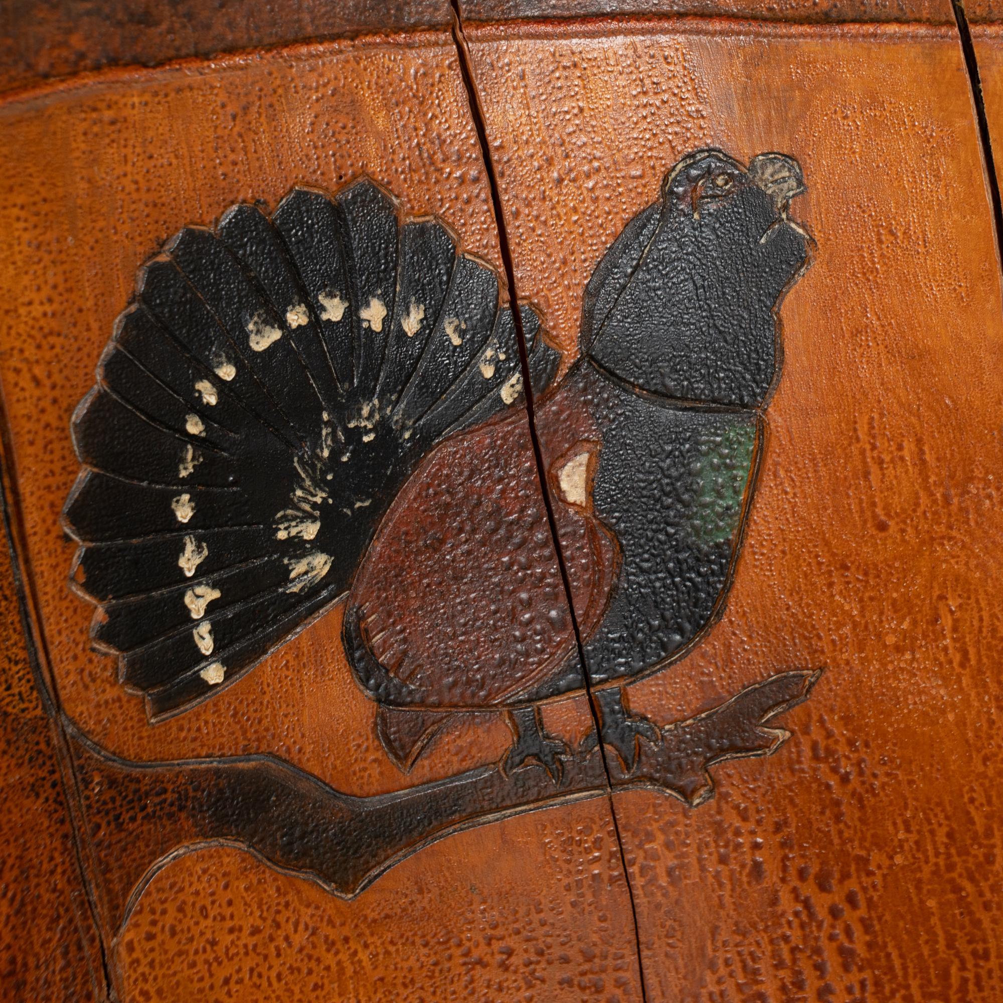 Bois Paire de tabourets en rondins sculptés à la main 