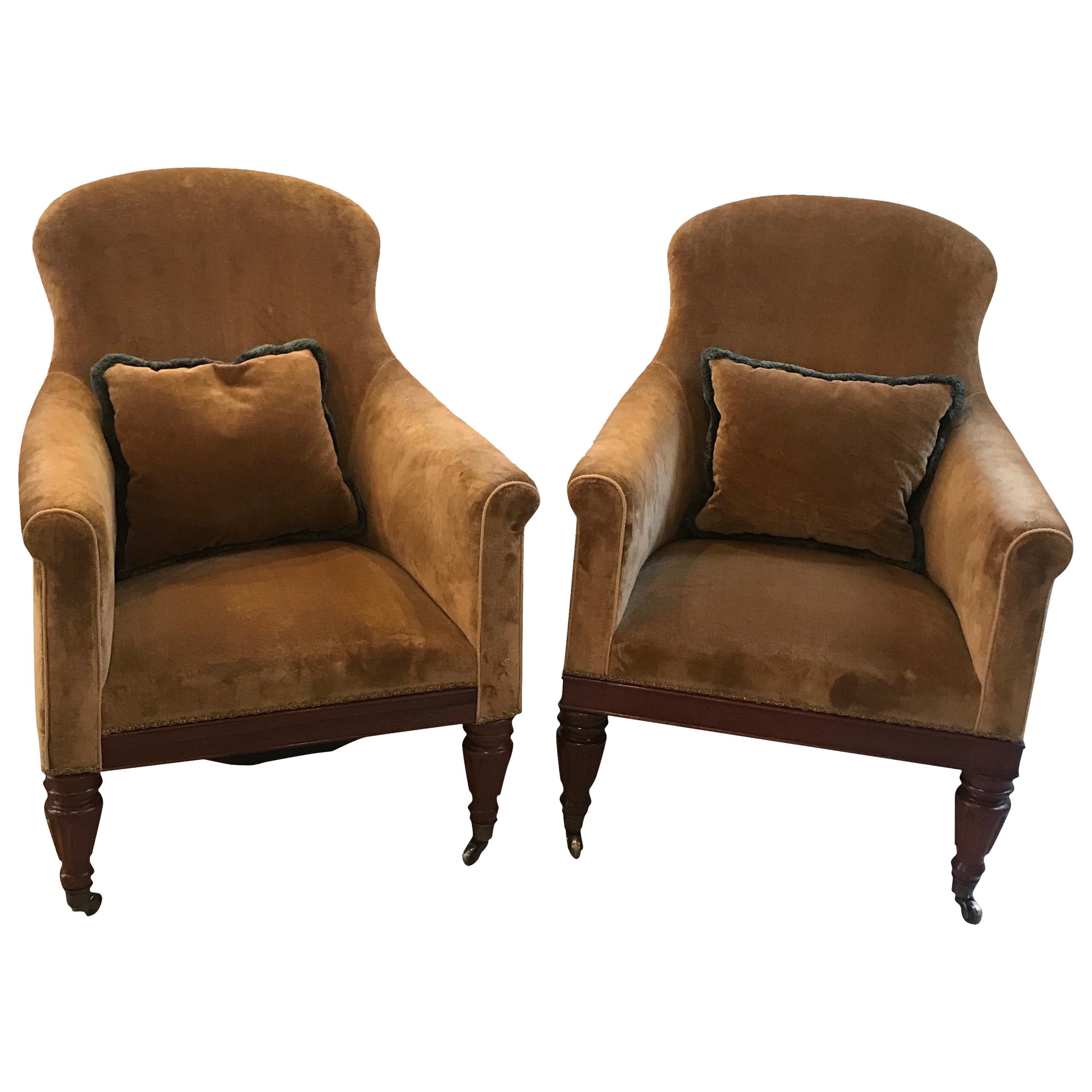 Pair of Early 20th Century High Back Tub Chairs