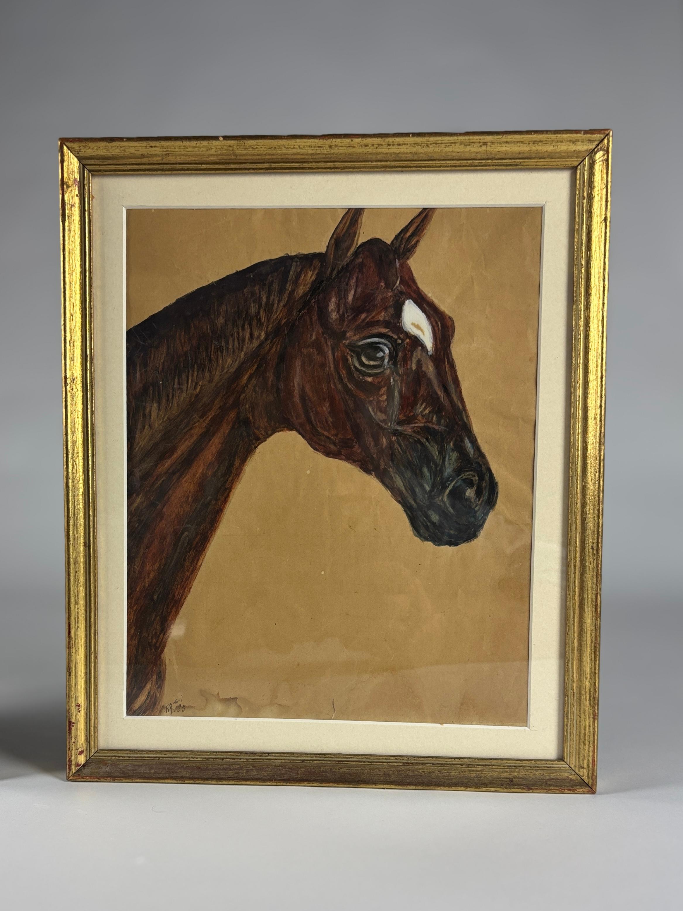 Français Paire de portraits de chevaux du début du 20e siècle en vente