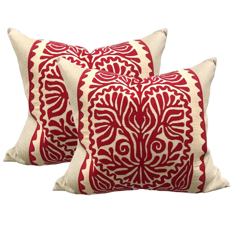 Pair Of Early 20th Century Hungarian Folk Art Pillows For Sale At