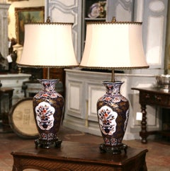 Pair of Early 20th Century Imari Porcelain Vases Mounted as Table Lamps