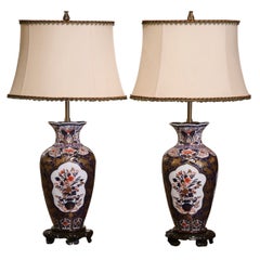 Paar Imari Porcelain Vasen aus dem frühen 20. Jahrhundert als Tischlampen montiert