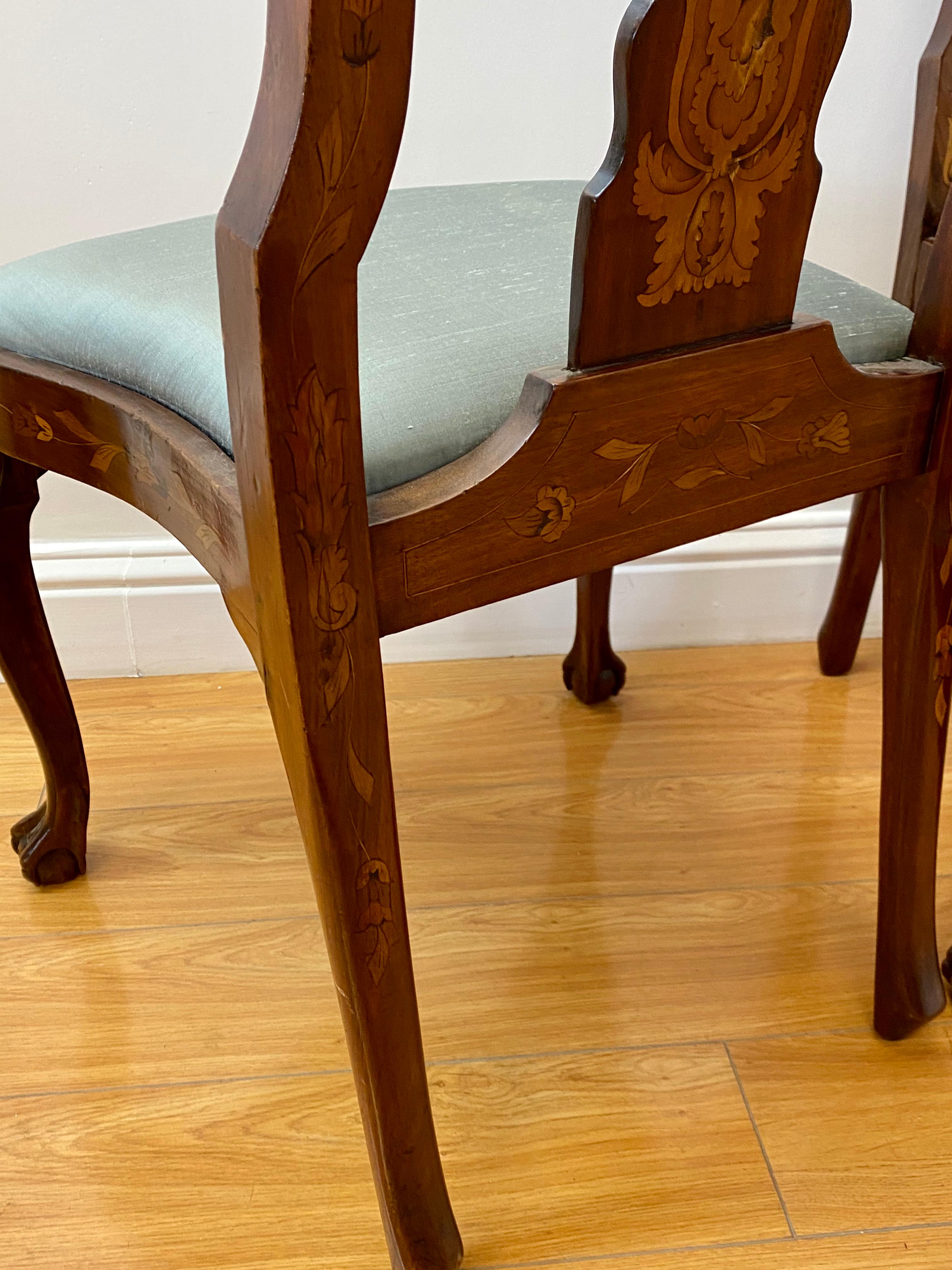 Pair of Early 20th Century Inlaid Chippendale Style Side Chairs For Sale 11