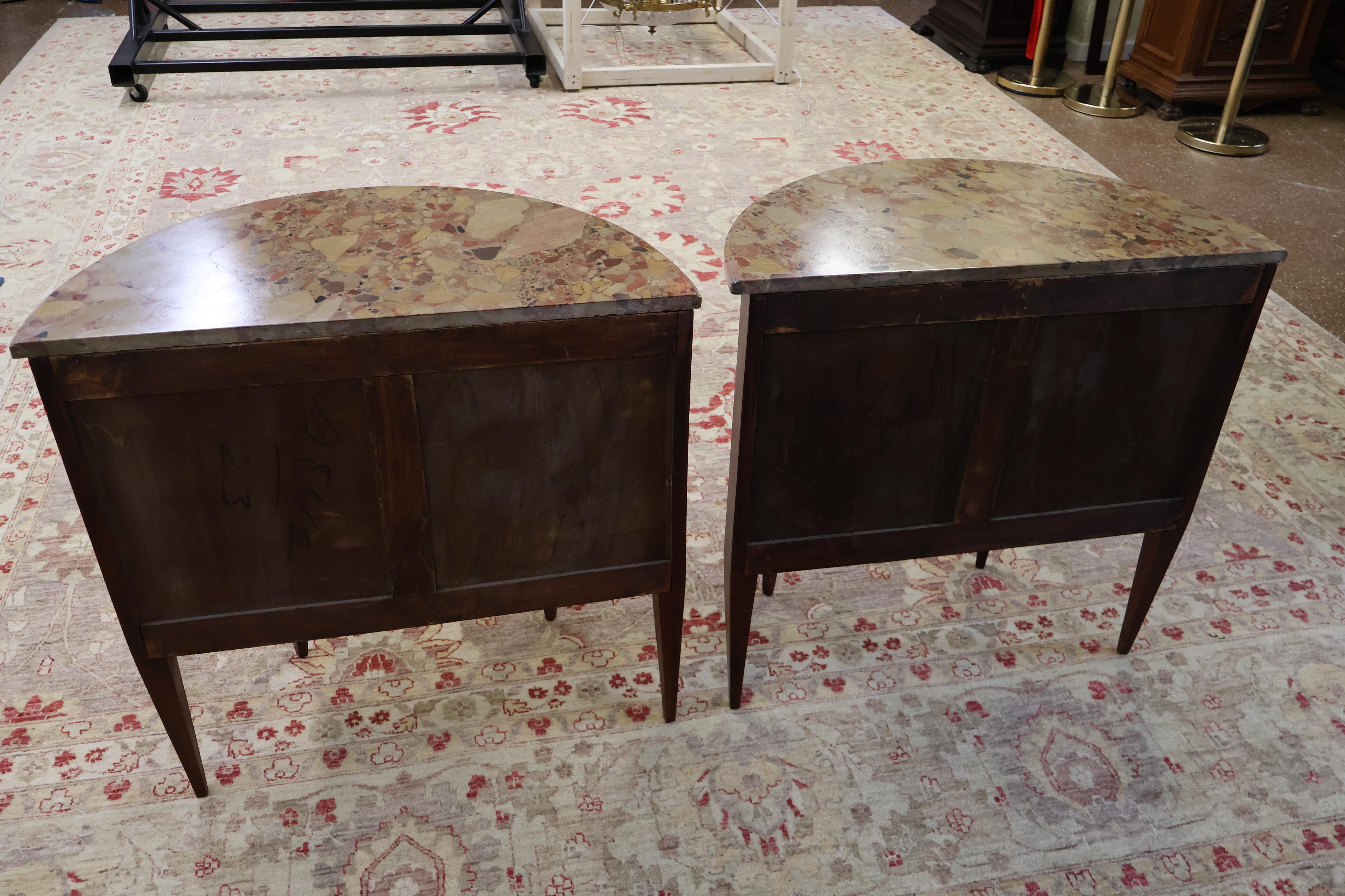 Pair of Early 20th Century Inlaid  French Marble Top End Table Night Stands 15