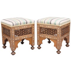 Pair of Early 20th Century Inlaid Stools