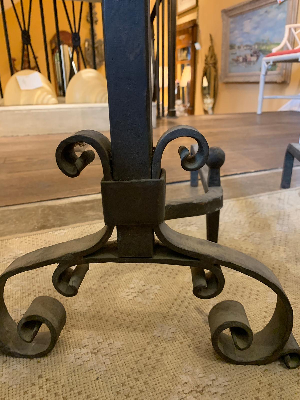 Pair of Early 20th Century Iron Andirons with Port Warmers For Sale 3