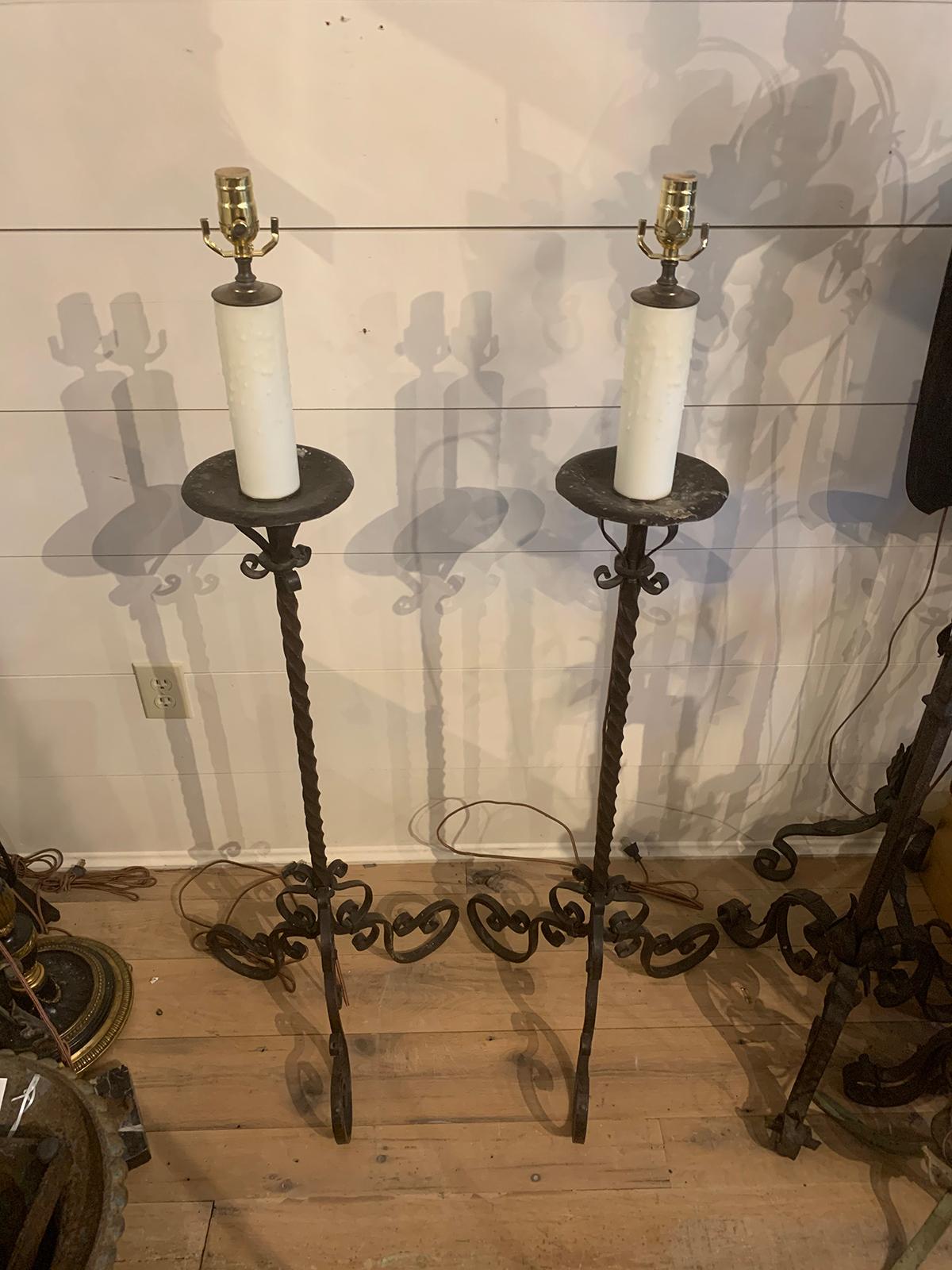 Pair of Early 20th Century Iron Floor Lamps 12