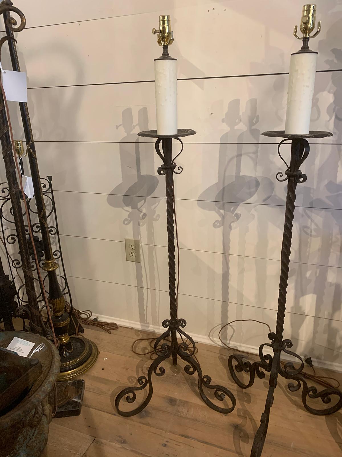 Pair of Early 20th Century Iron Floor Lamps 2