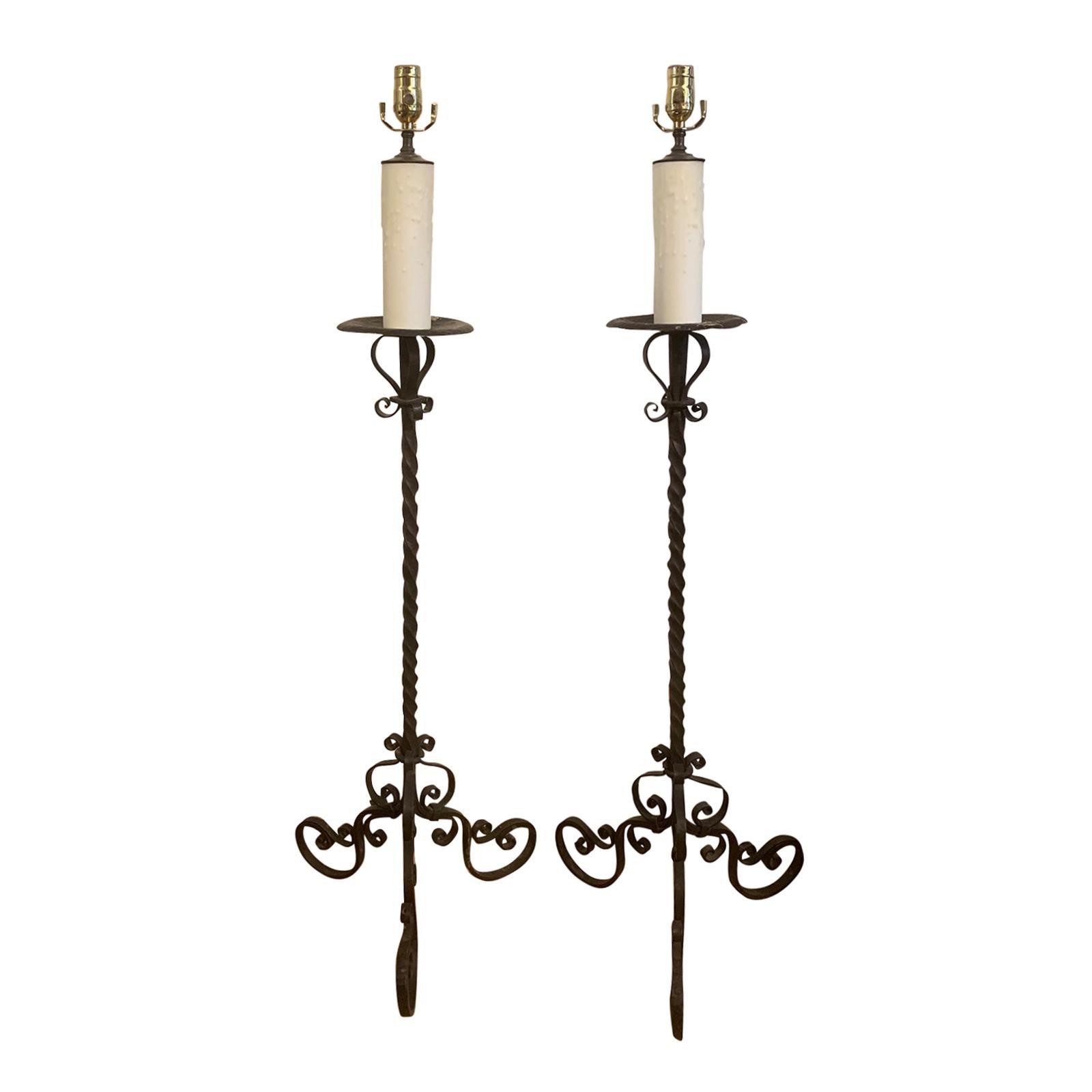 Pair of Early 20th Century Iron Floor Lamps