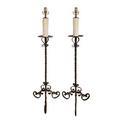 Pair of Early 20th Century Iron Floor Lamps