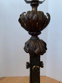 Pair of Early 20th Century Iron Lamps with Gilt Details