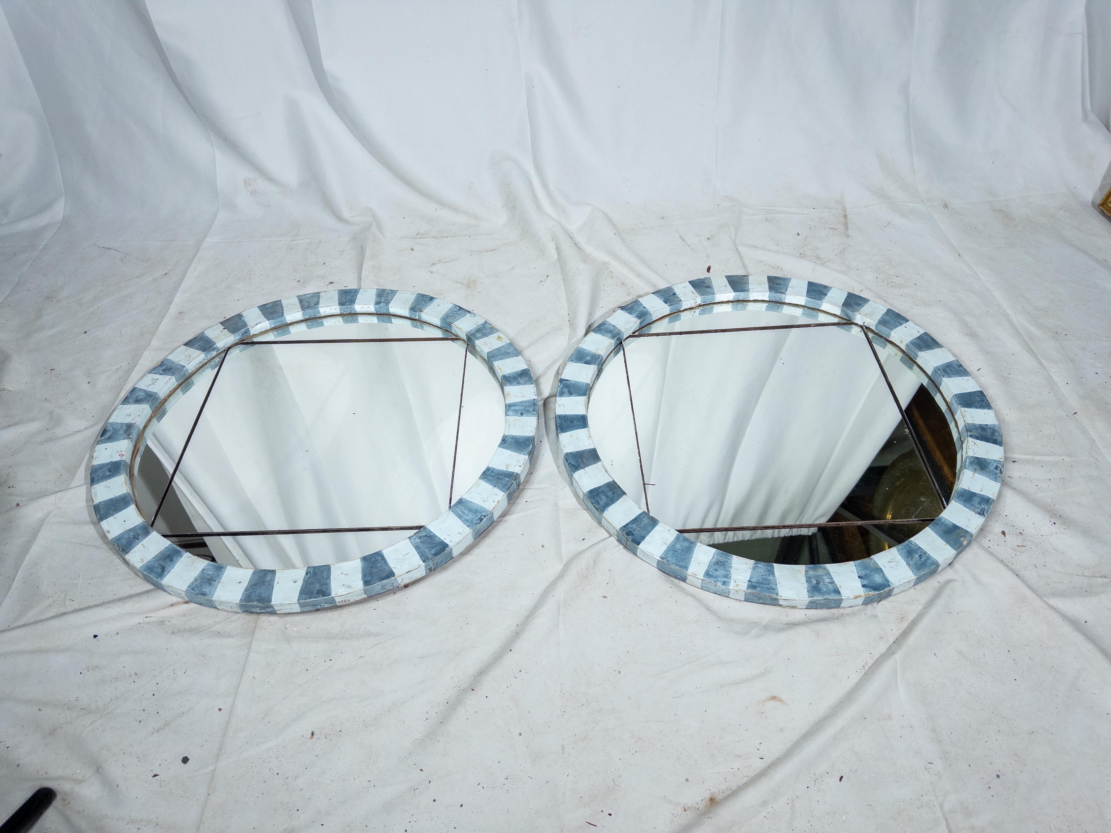 Pair of Early 20th Century Italian Blue Mirrors For Sale 5