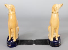 Pair of Early 20th Century Italian Borghese Whippet Greyhound Dog Bookends
