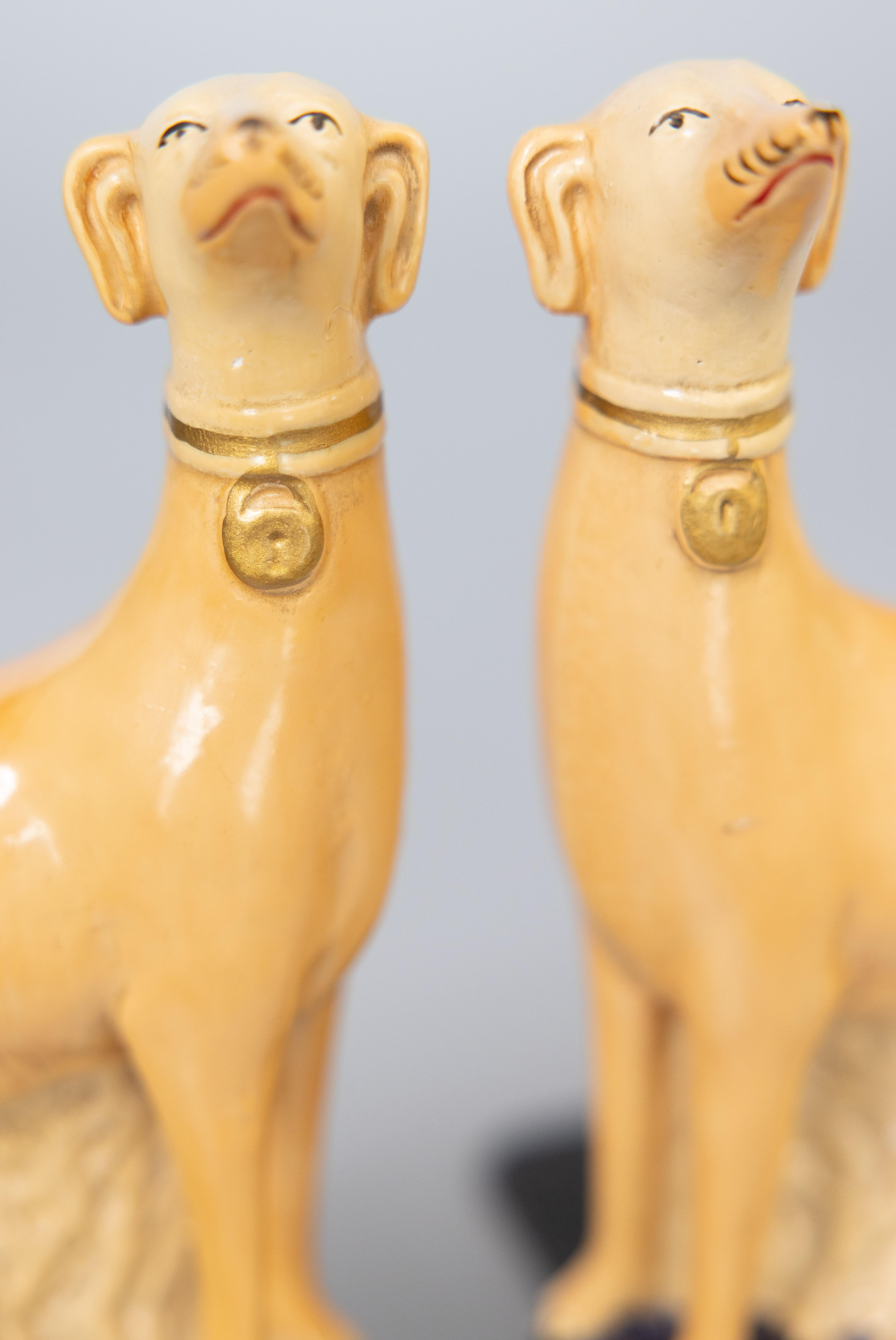 Pair of Early 20th Century Italian Borghese Whippet Greyhound Dog Bookends In Good Condition In Pearland, TX