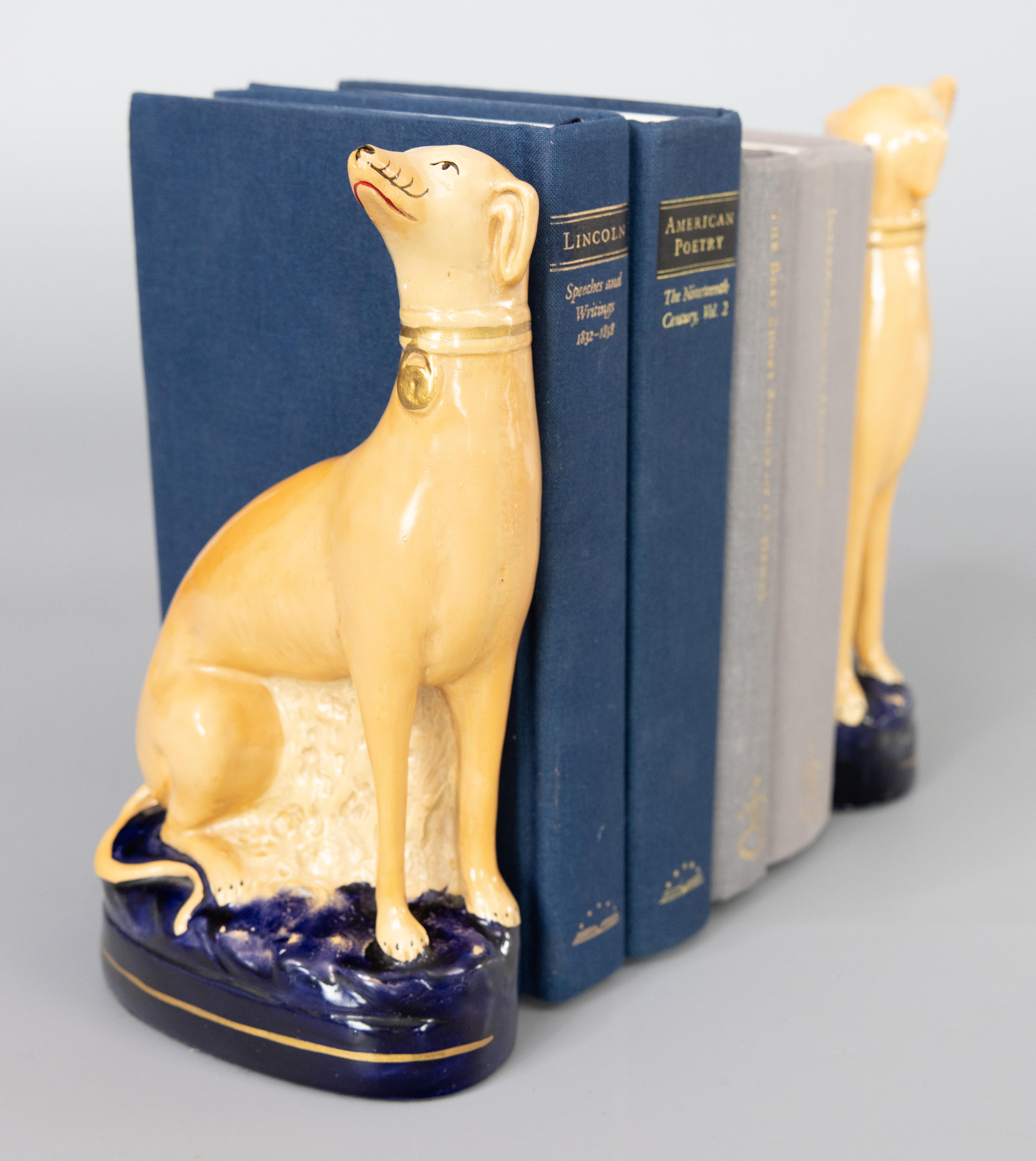 Mid-20th Century Pair of Early 20th Century Italian Borghese Whippet Greyhound Dog Bookends