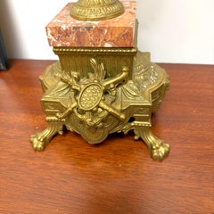 Pair of Early 20th Century Italian Brevettato Brass Marble Candelabras