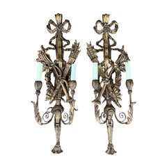 Pair of Early 20th Century Italian Hand Carved Giltwood Sconces