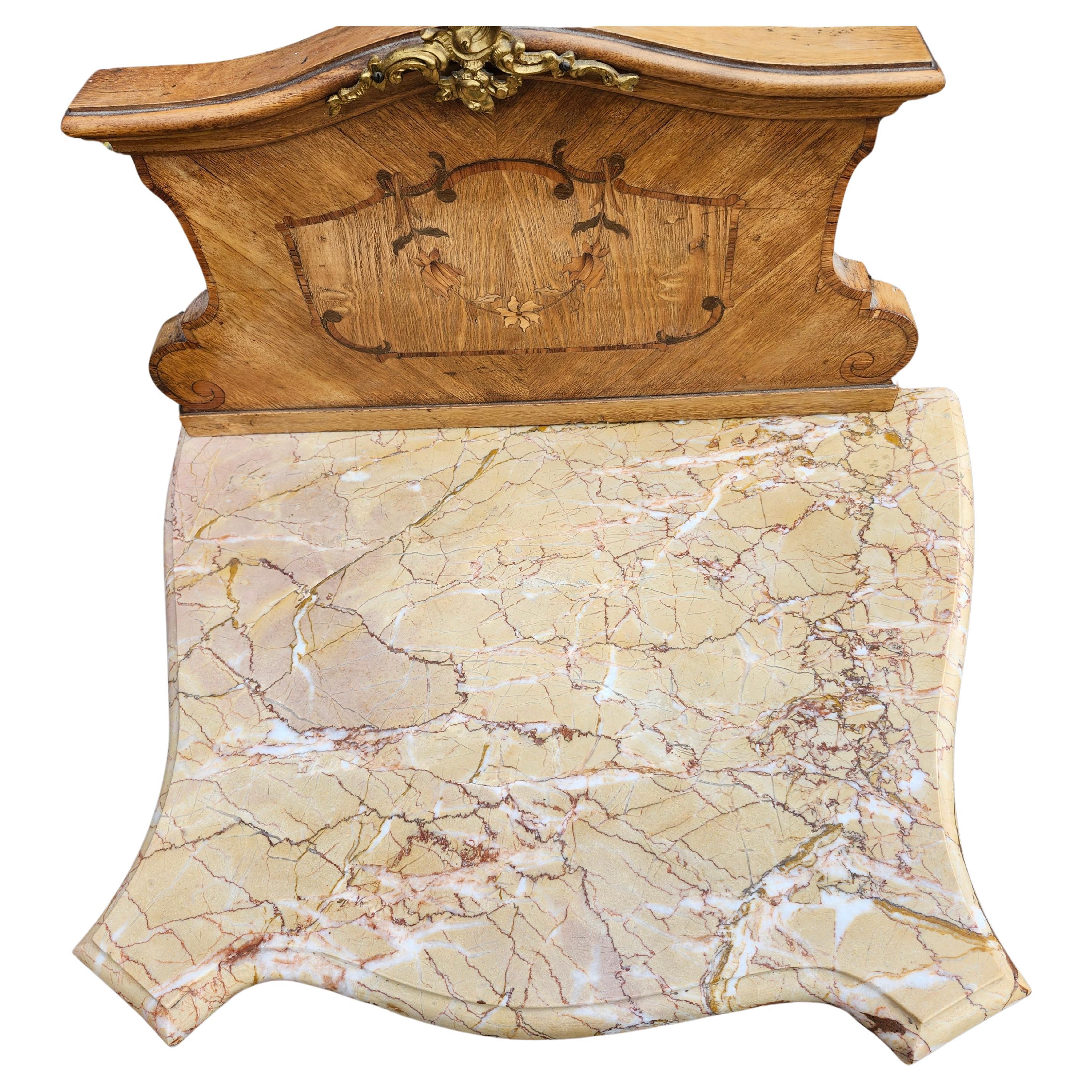 Renaissance Pair of Early 20th Century Italian Night Tables Commodes with Marble Tops For Sale
