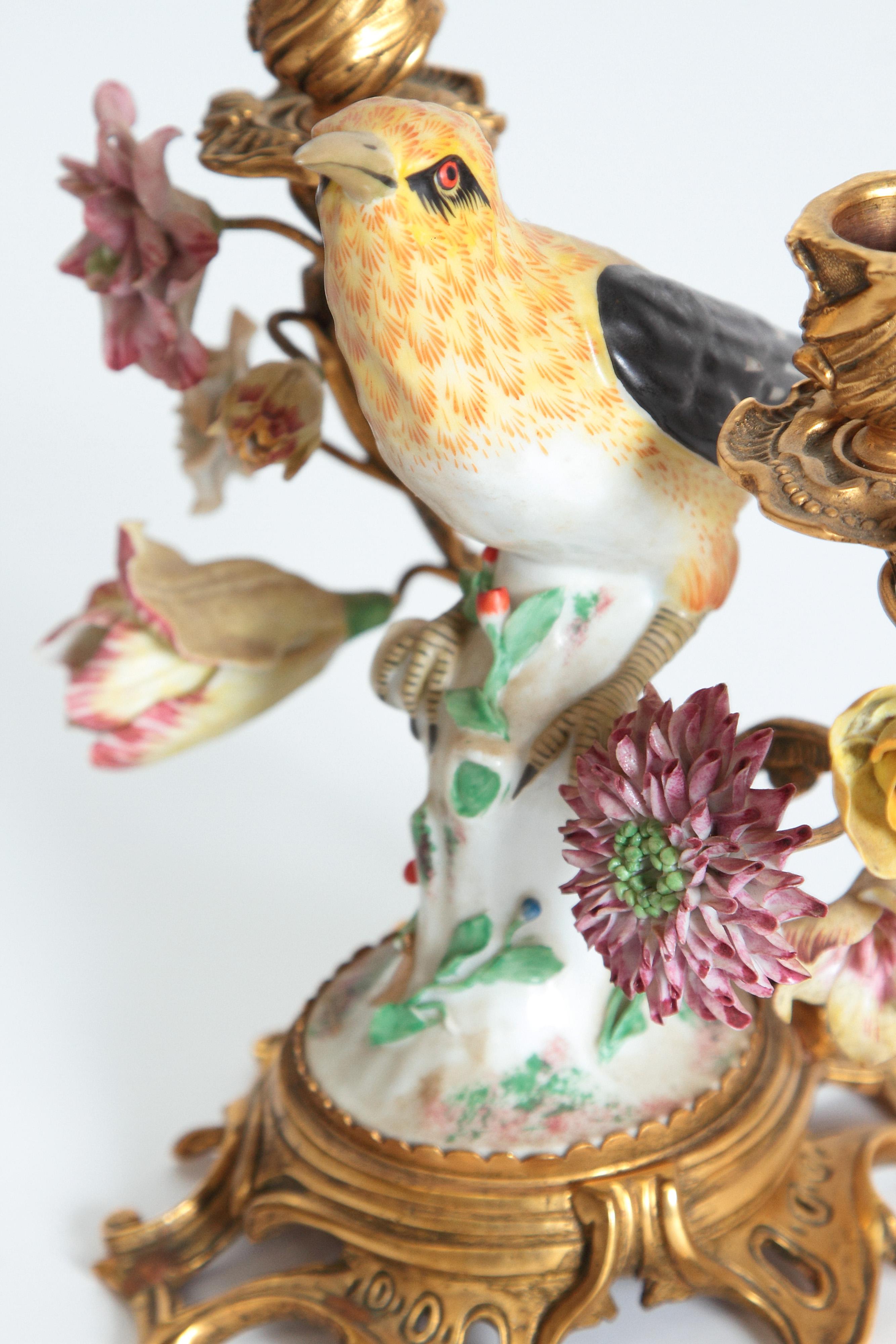 Pair of Early 20th Century Italian Porcelain Birds Mounted as Candelabra 5